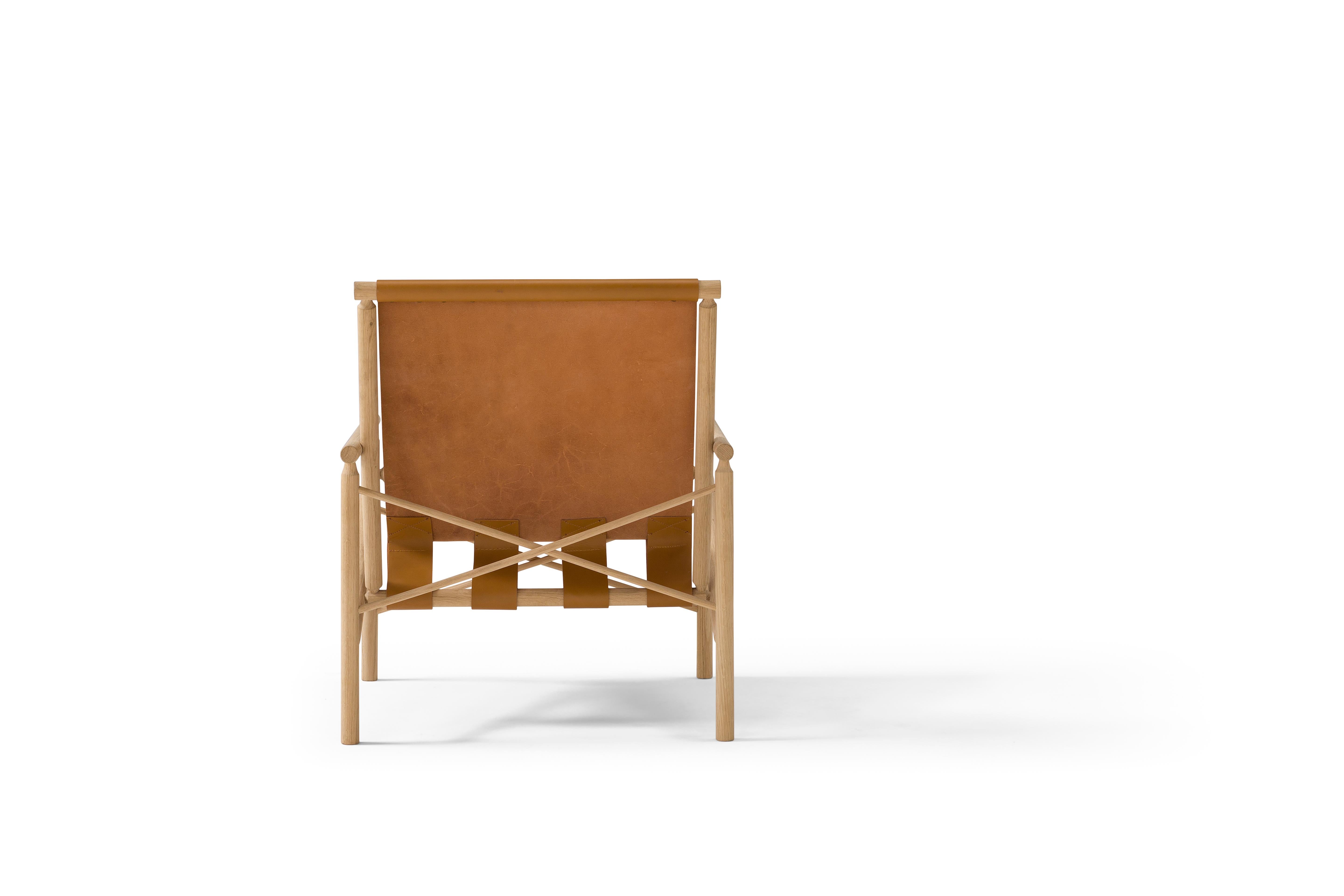 Italian Amura 'Ease' Chair in Light Brown Leather by Gareth Neal For Sale