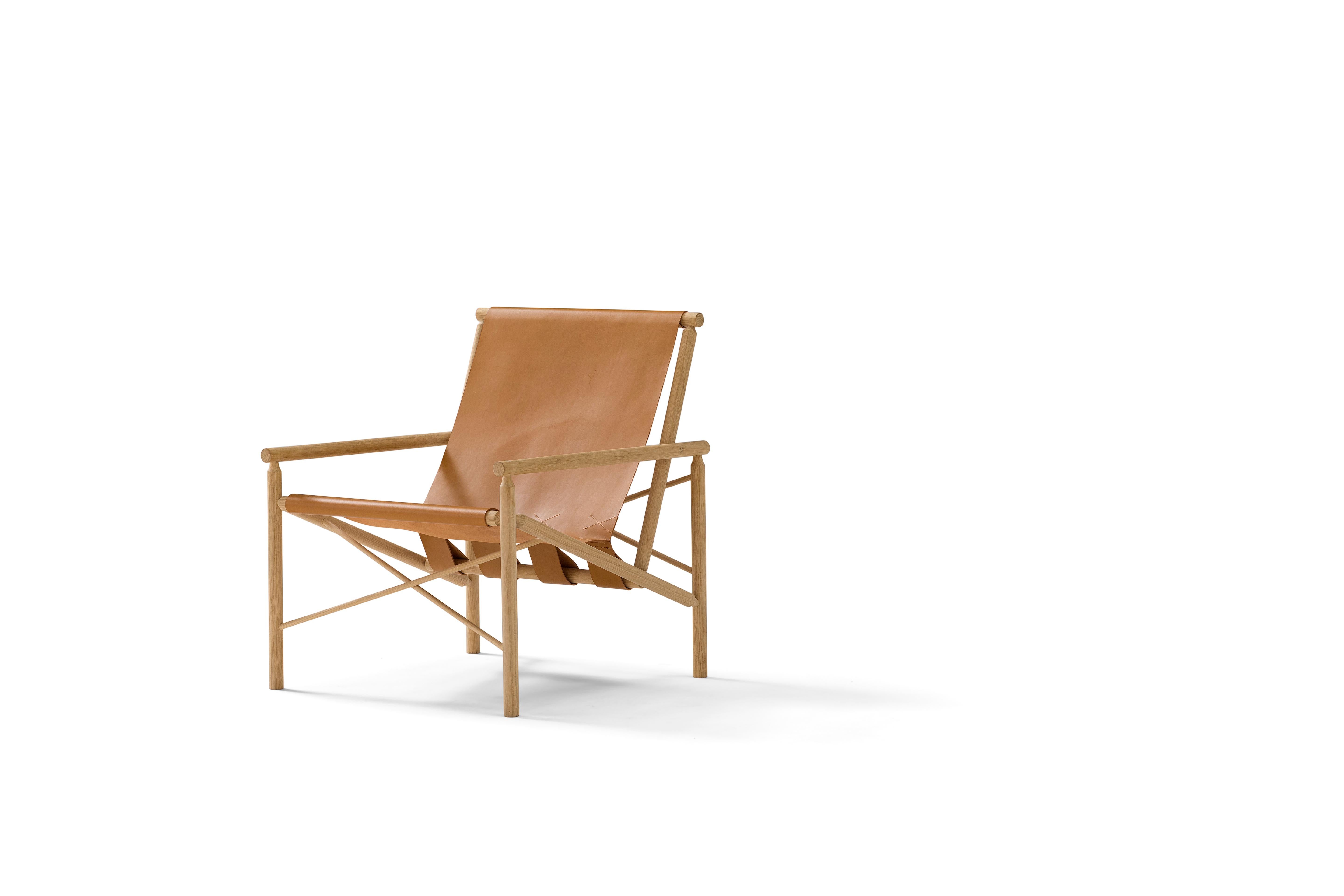 Hand-Crafted Amura 'Ease' Chair in Light Brown Leather by Gareth Neal For Sale