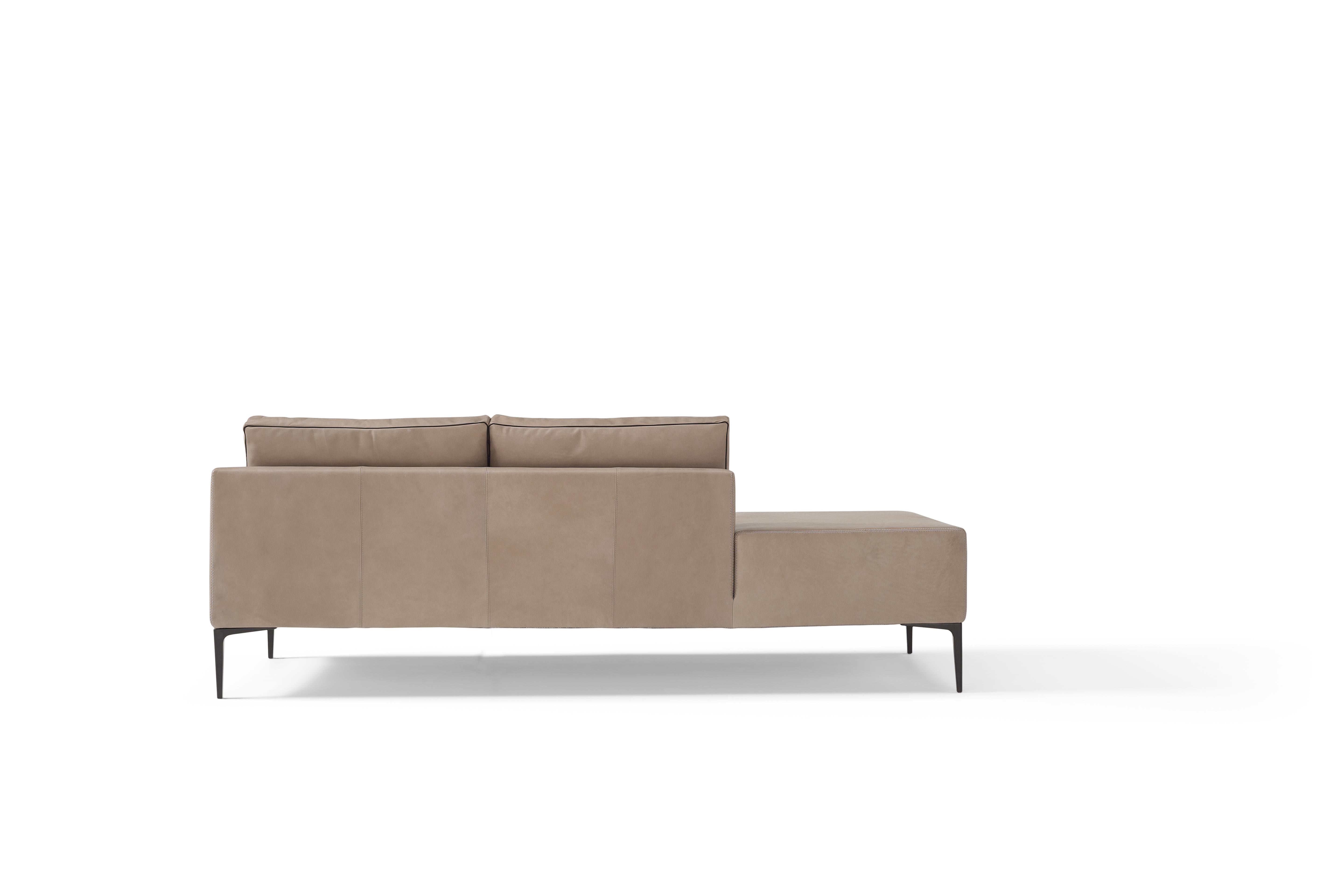 Italian Amura 'Elsa' Sofa in Taupe Leather with Connected Table by Luca Scachetti For Sale