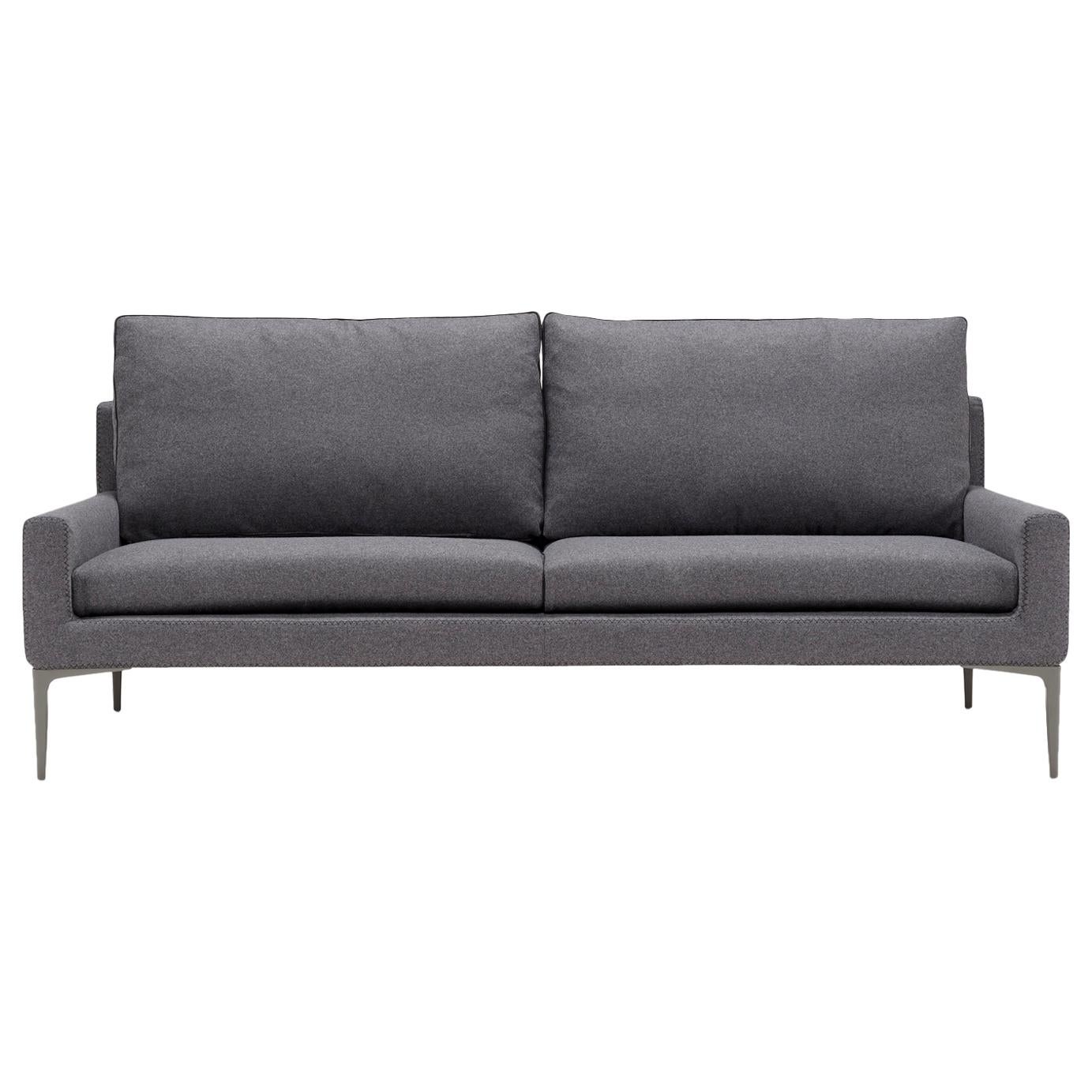 Amura 'Elsa' Two-Seat Sofa in Charcoal Gray Wool Gray by Luca Scacchetti