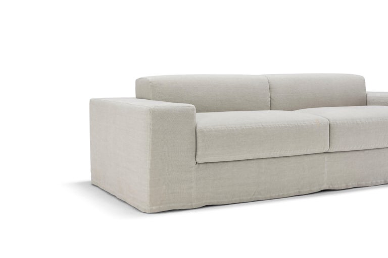 Modern Amura Frank Sofa Bed in White Linen by Amuralab For Sale