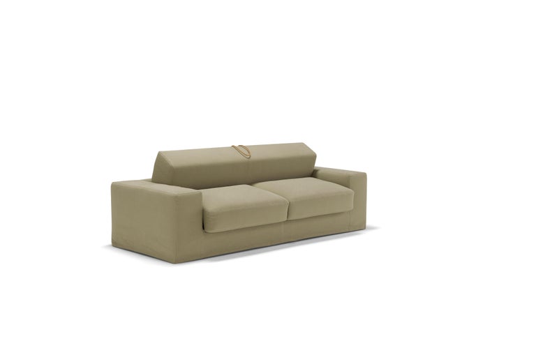 Italian Amura Frank Sofa Bed in White Linen by Amuralab For Sale