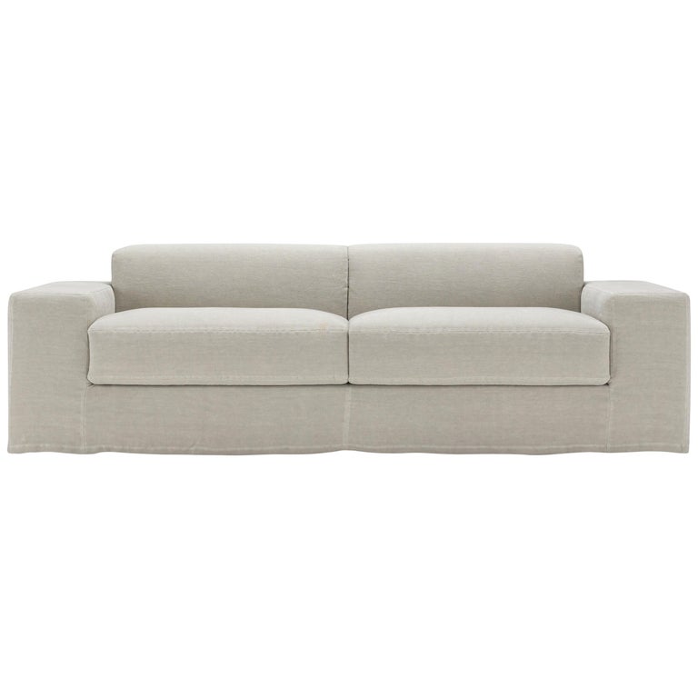 Amura Frank Sofa Bed in White Linen by Amuralab For Sale