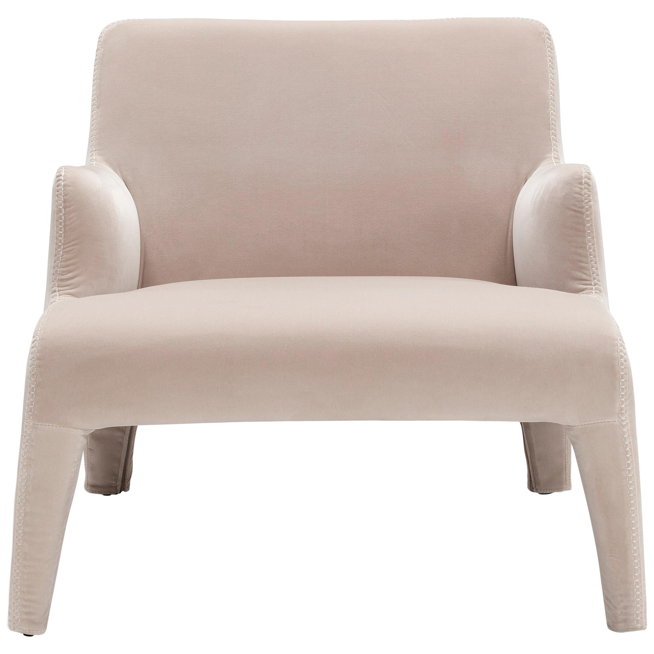 Amura 'Frida' Armchair in Ivory Velvet by Maurizio Marconato & Terry Zappa For Sale