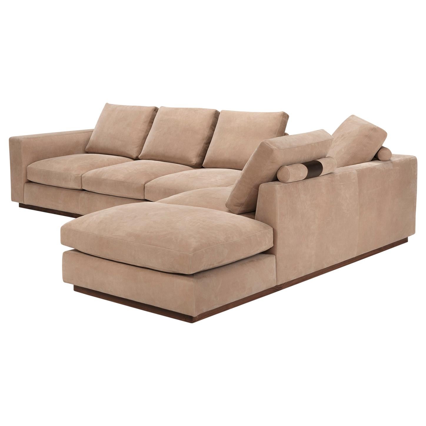 Amura 'Fripp' Composition Sofa in Light Tan Leather by Amura 'Lab For Sale