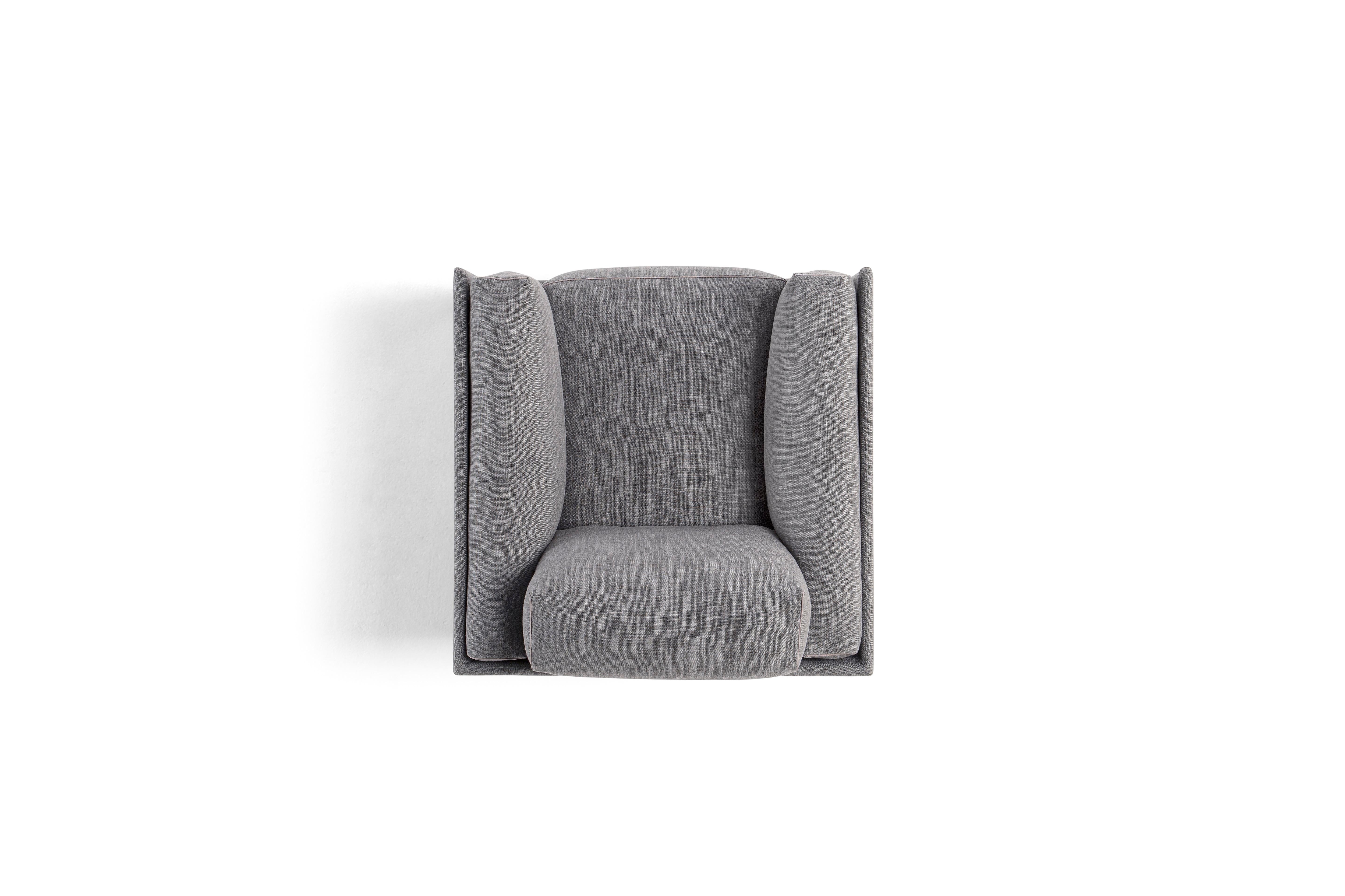 Hand-Crafted Amura 'Giorgio' Armchair in Gray Fabric For Sale