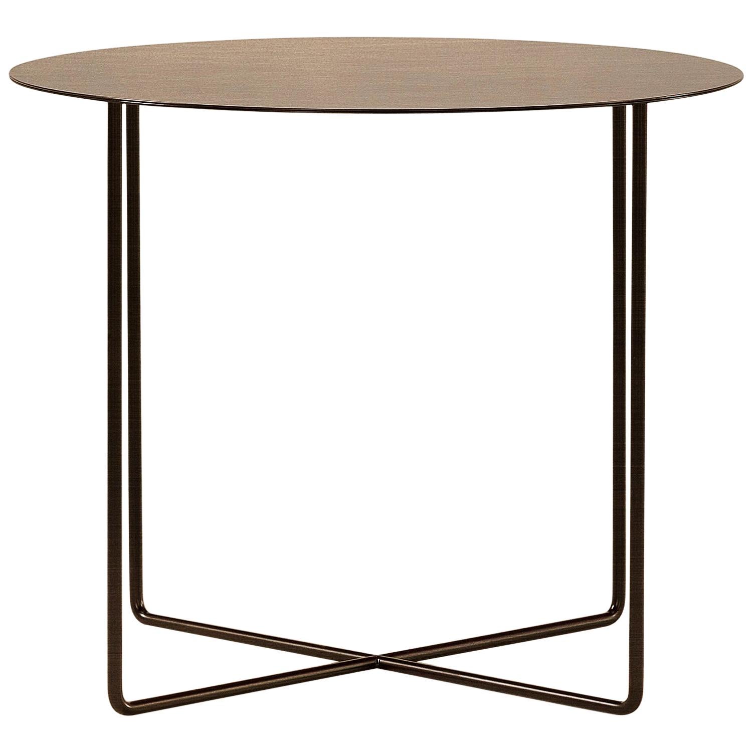 Exilis Round Dining Table with Black Metal Feet and Marble Top by Amura