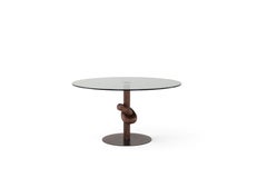 Amura 'Knot' Table with Canaletto Walnut Base and Glass Top