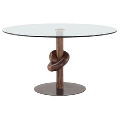 Amura 'Knot' Table with Canaletto Walnut Base and Glass Top