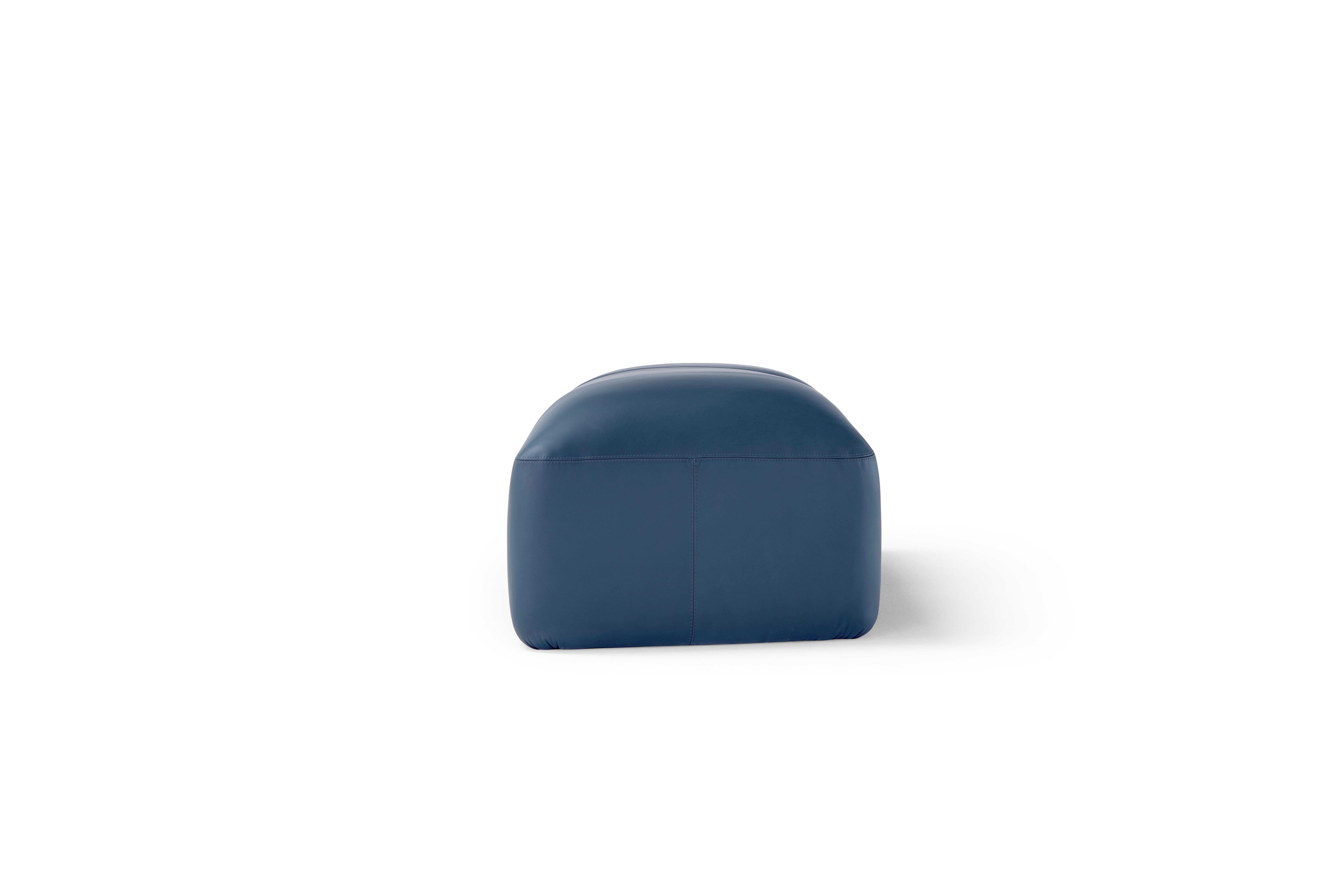 Modern Amura 'Lapis' Bench in Blue Leather by Emanuel Gargano & Anton Cristell For Sale
