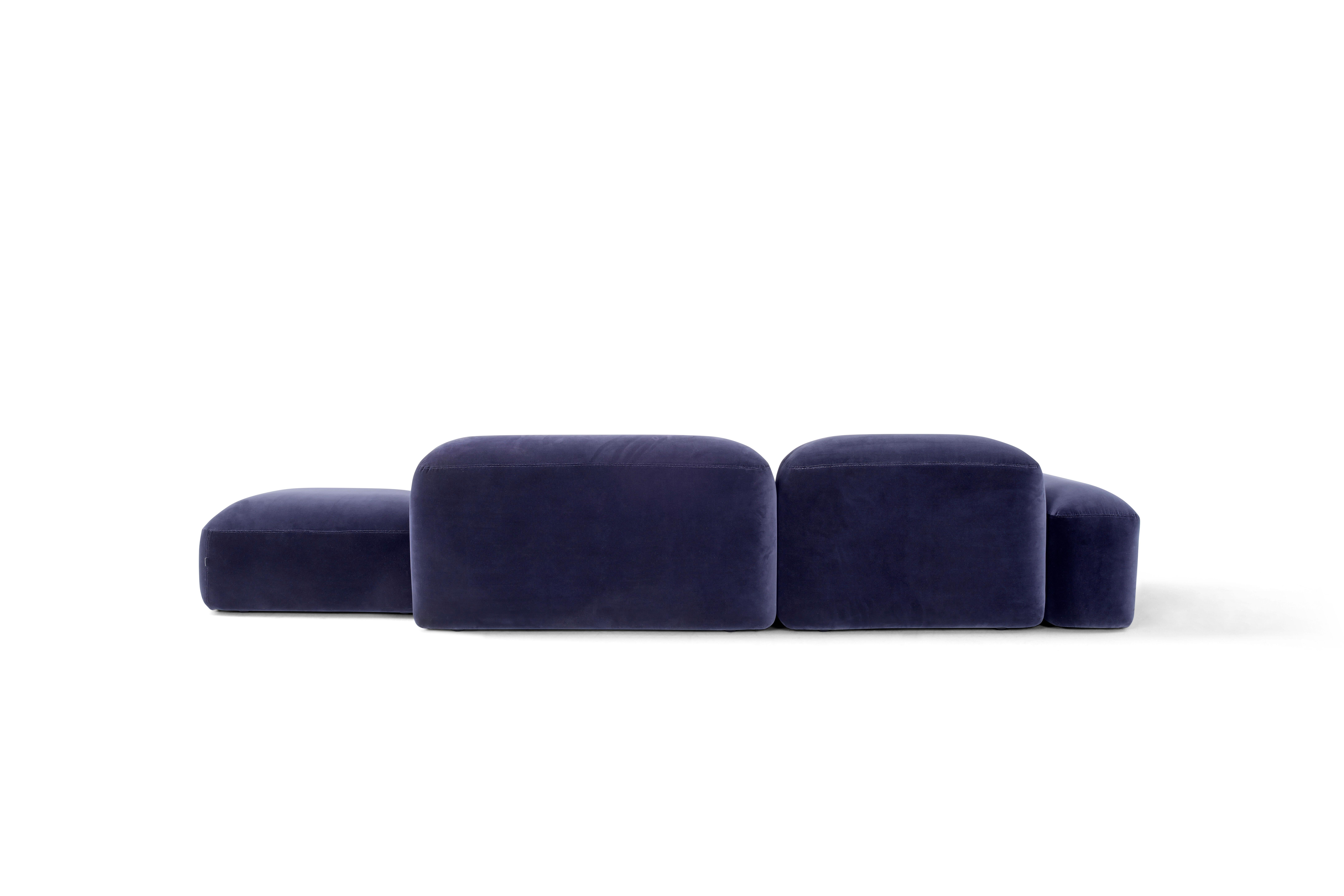 Modern Amura 'Lapis' Sofa in Blue Velvet by Emanuel Gargano & Anton Cristell, US Stock