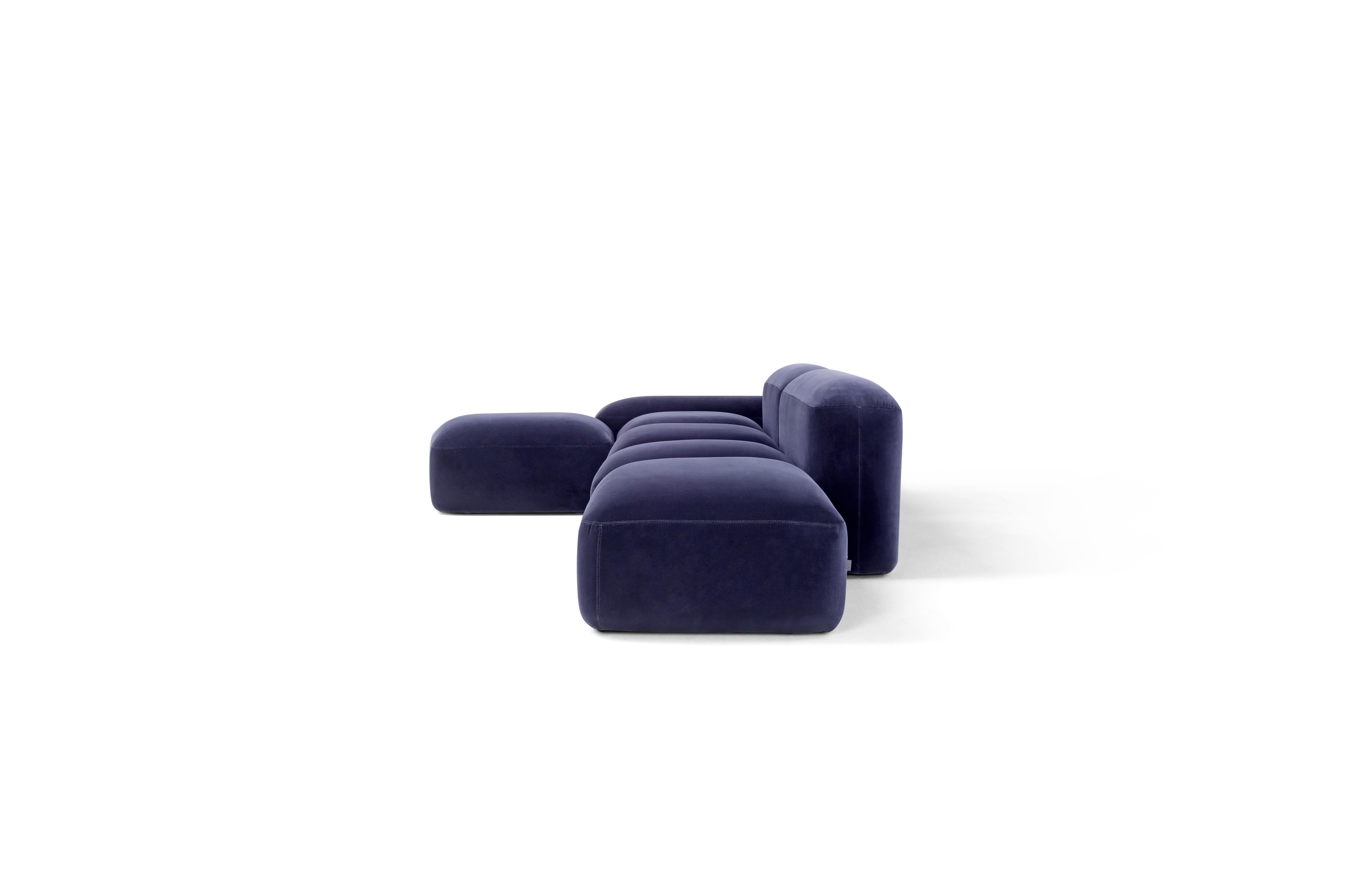 Hand-Crafted Amura 'Lapis' Sofa in Blue Velvet by Emanuel Gargano & Anton Cristell, US Stock