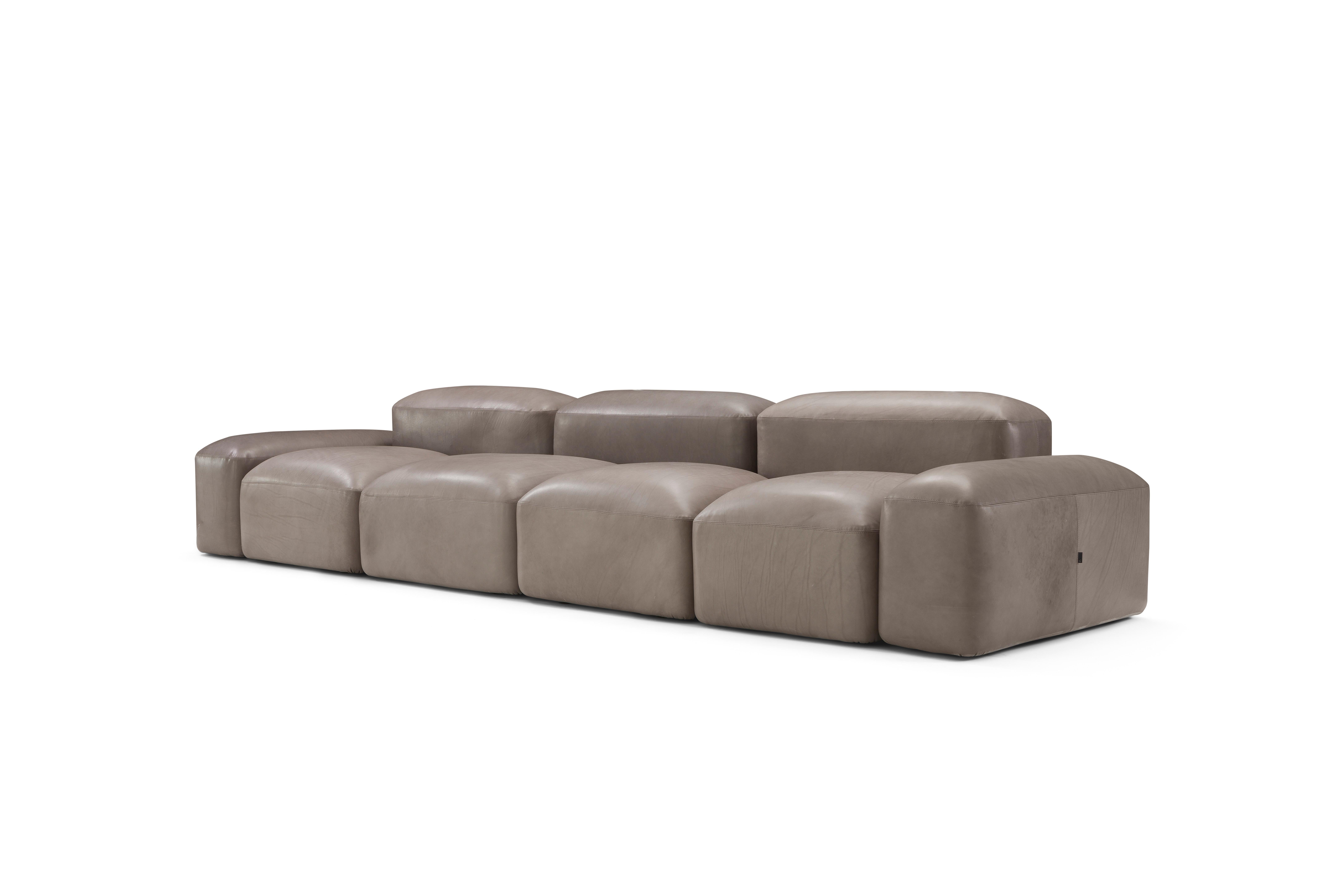 Modern Amura 'Lapis' Sofa in Gray Leather by Emanuel Gargano & Anton Cristell For Sale