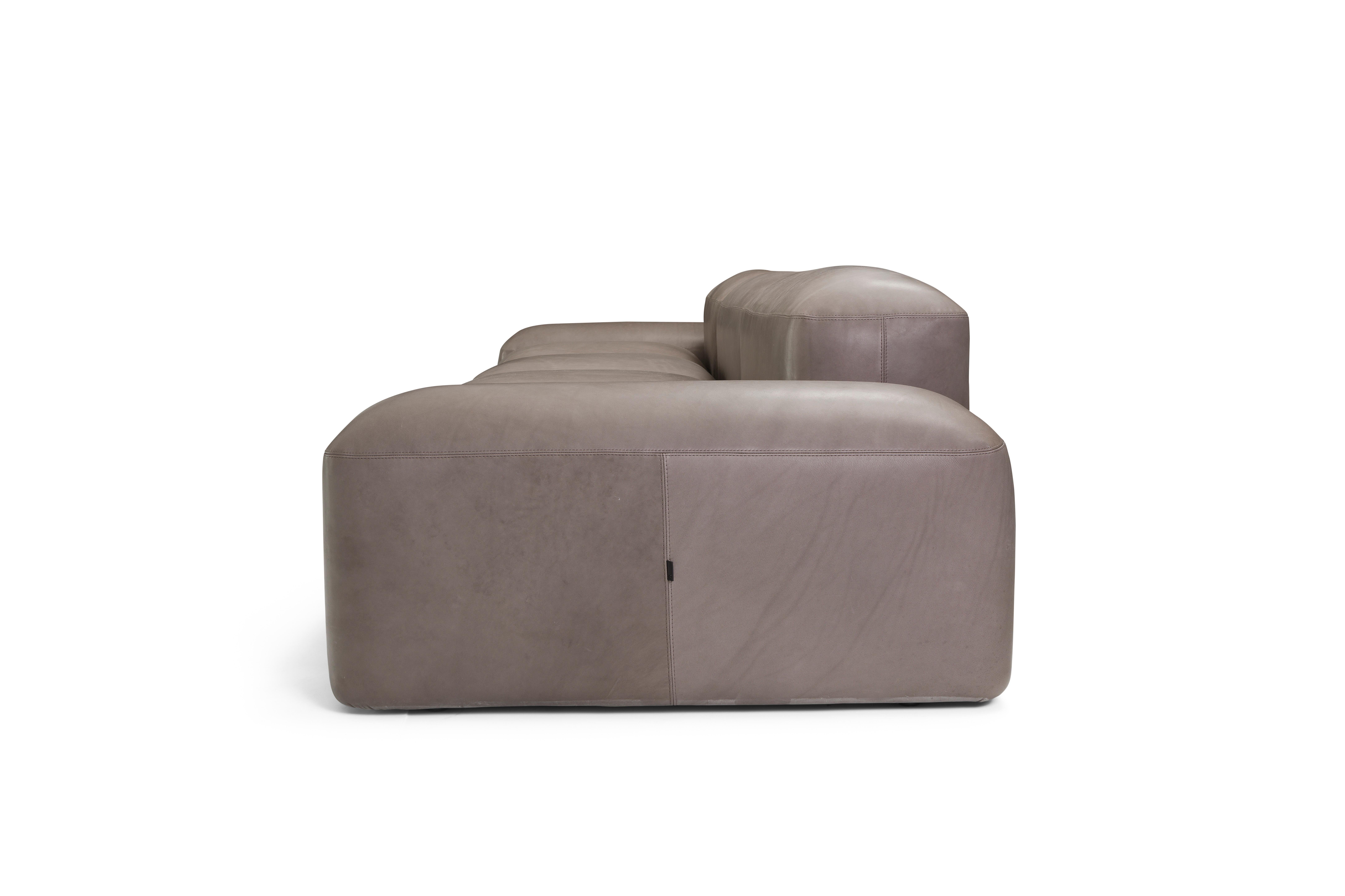 Italian Amura 'Lapis' Sofa in Gray Leather by Emanuel Gargano & Anton Cristell For Sale