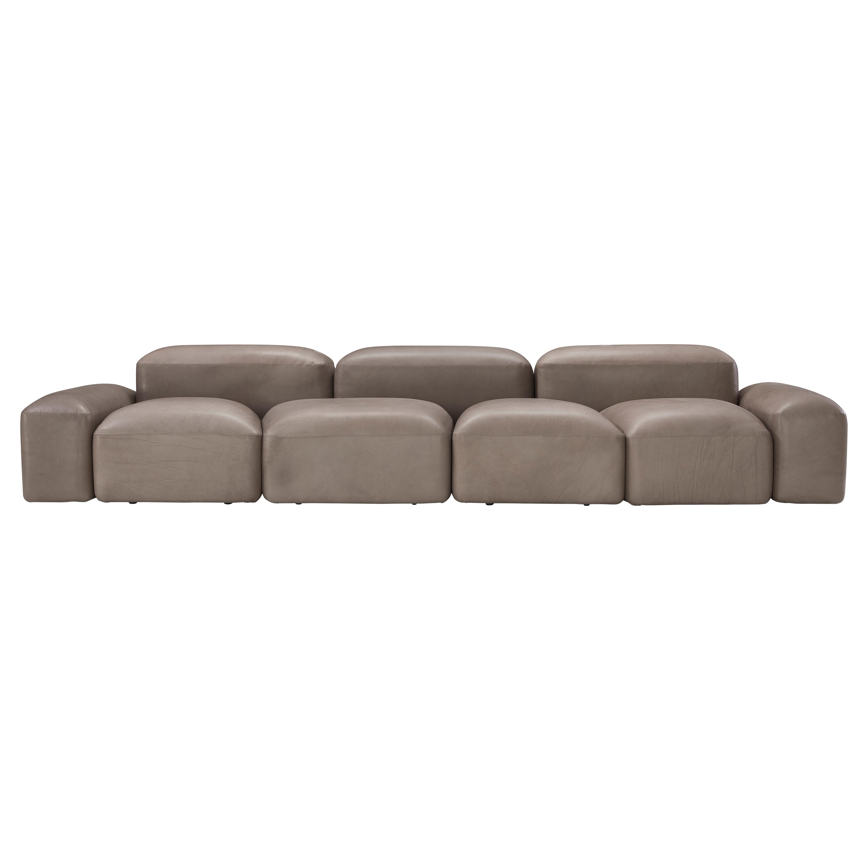 Amura 'Lapis' Sofa in Gray Leather by Emanuel Gargano & Anton Cristell For Sale