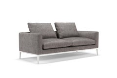 Amura 'Leonard' 2-Seat Sofa in Charcoal Fabric and Metal Legs by Emanuel Gargano