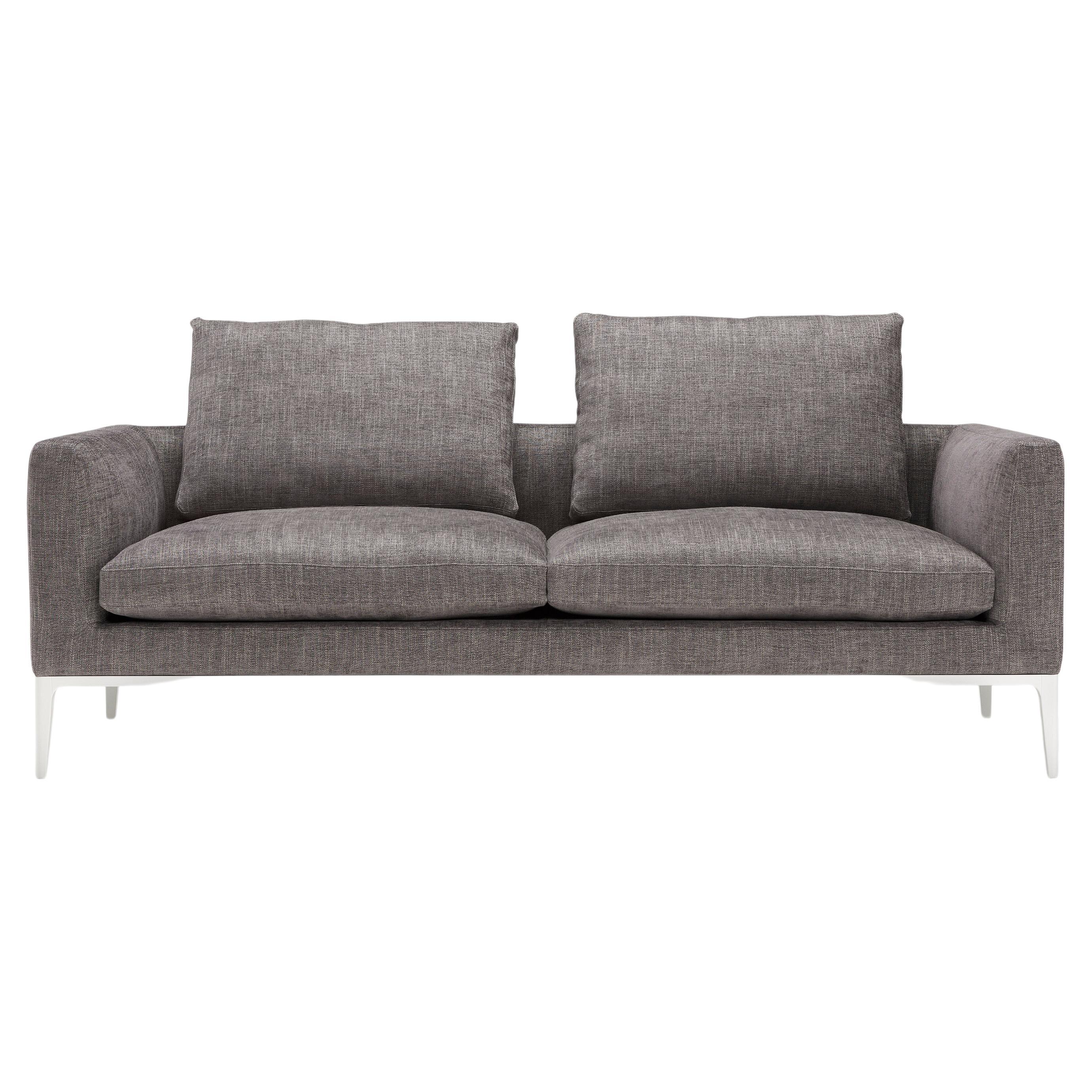 Amura 'Leonard' 2-Seat Sofa in Charcoal Fabric and Metal Legs by Emanuel Gargano For Sale
