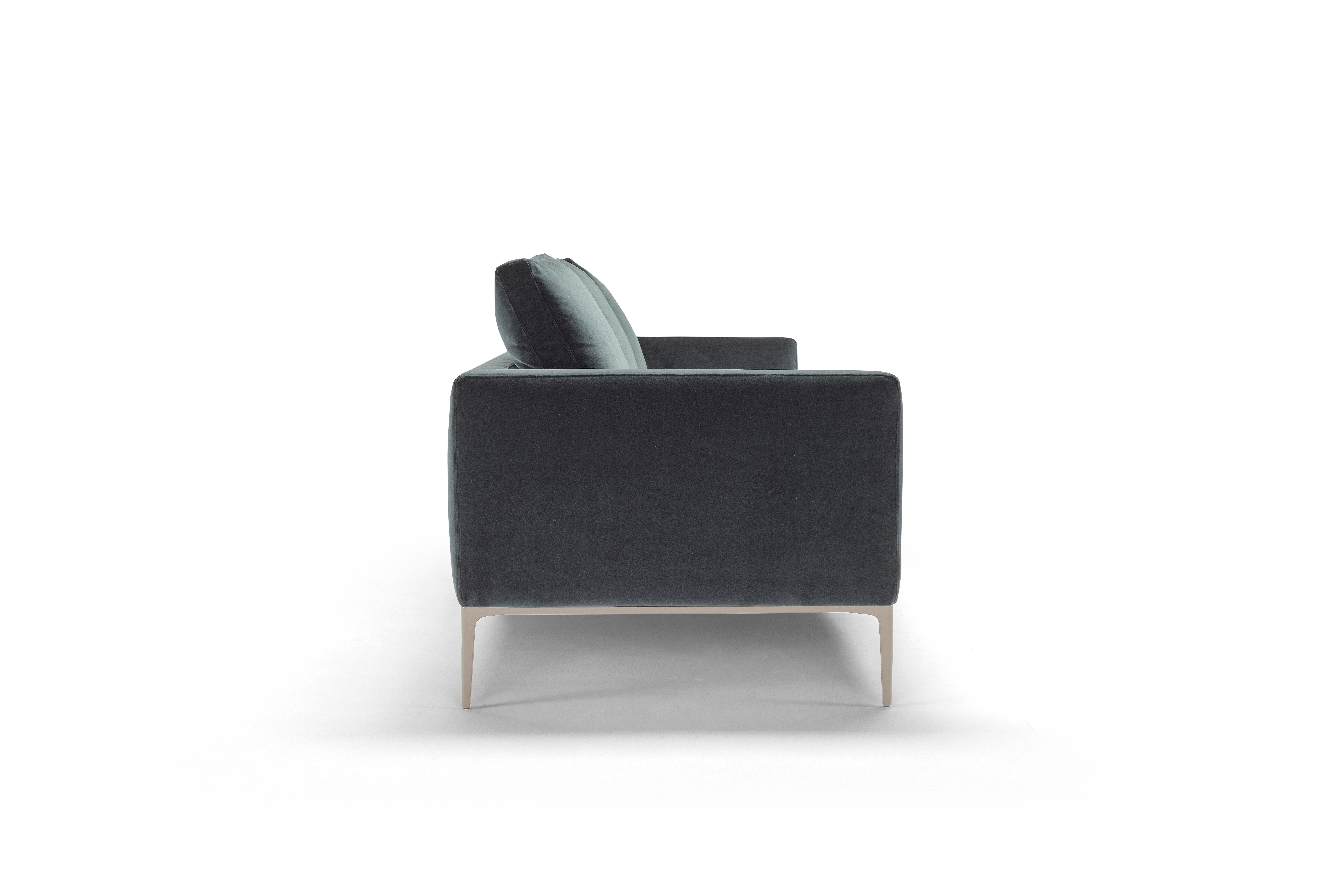 Modern Amura 'Leonard' 3-Seat Sofa in Charcoal Fabric by Emanuel Gargano For Sale