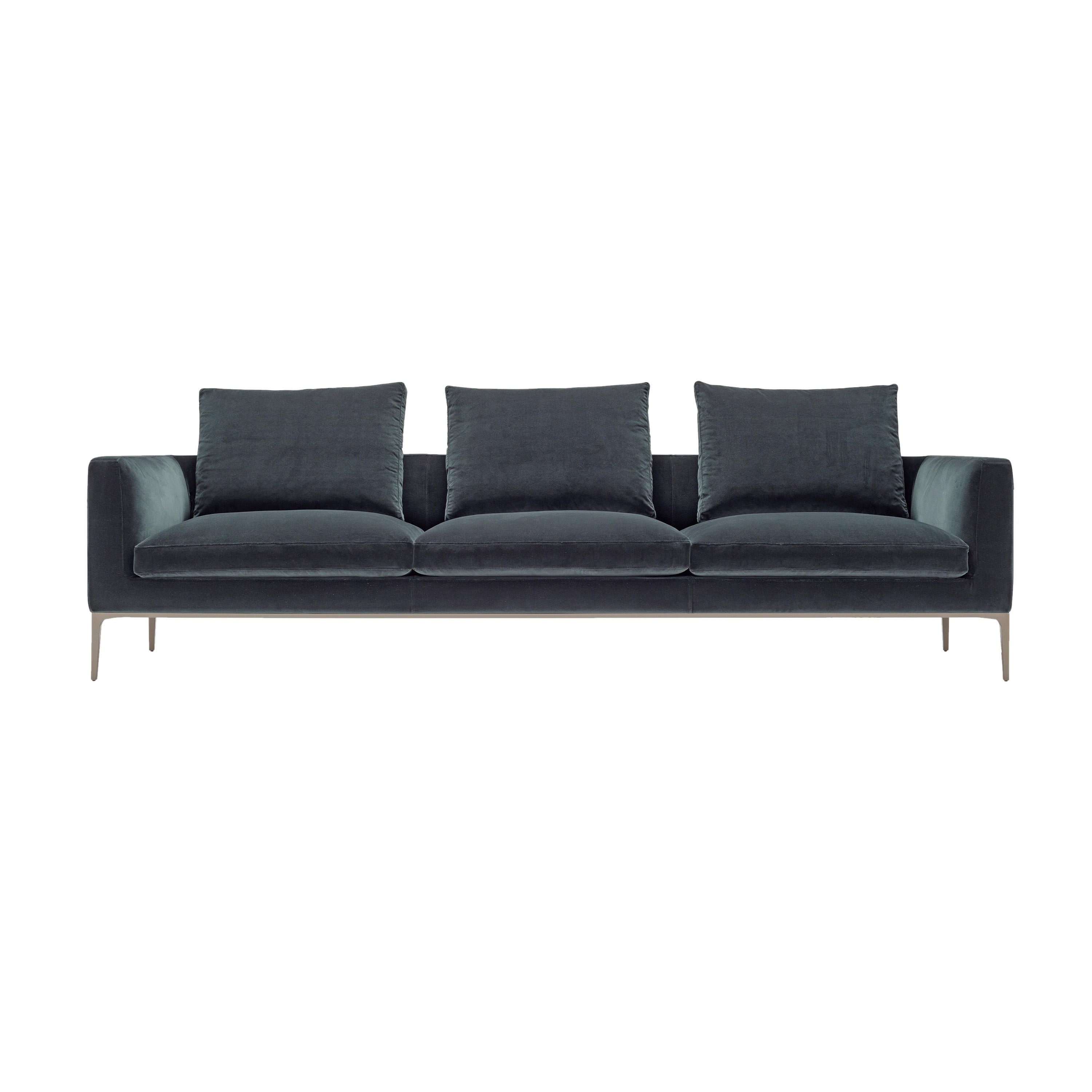 Amura 'Leonard' 3-Seat Sofa in Charcoal Fabric by Emanuel Gargano For Sale