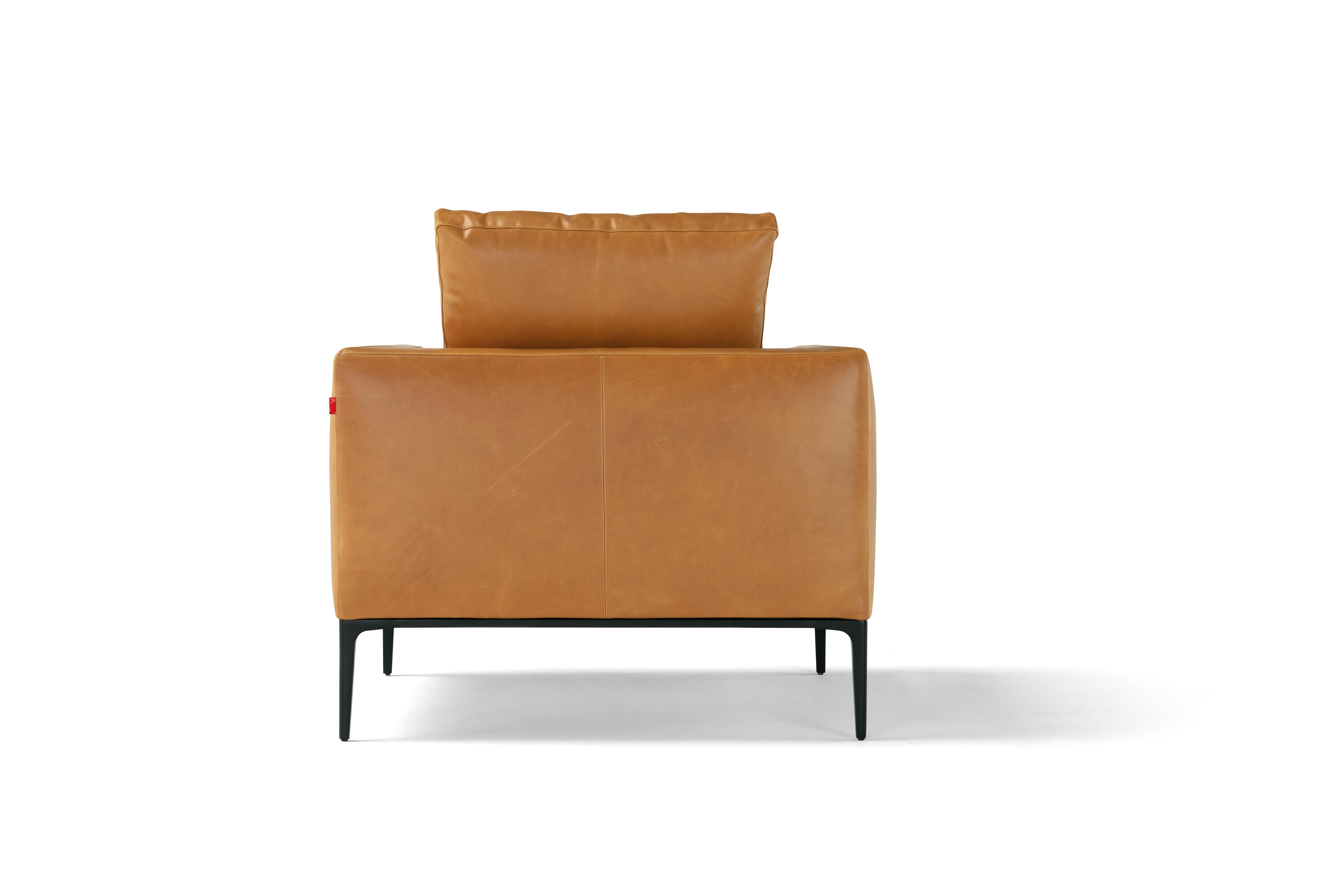 Modern Amura 'Leonard' Armchair in Brown Leather by Emanuel Gargano For Sale