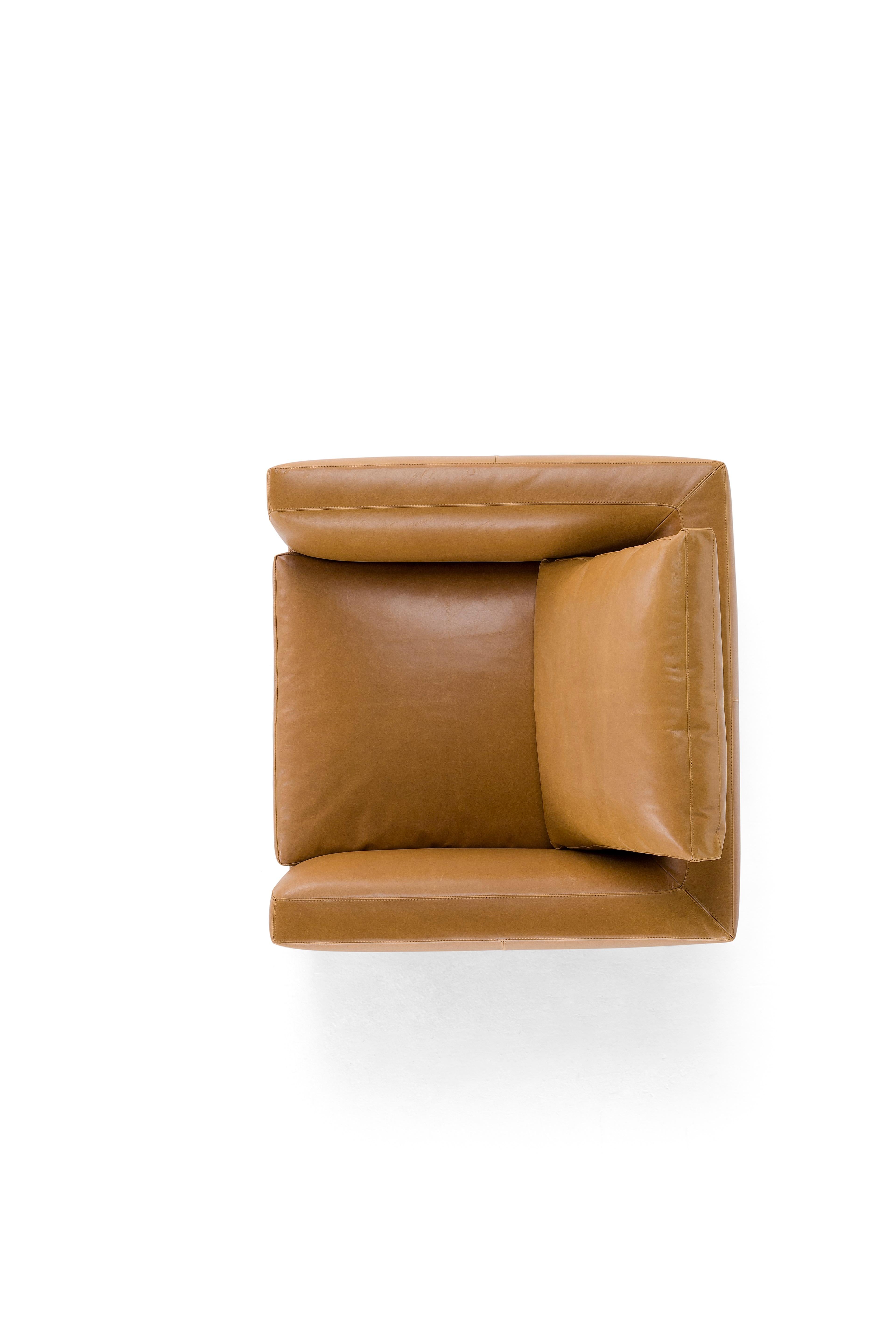 Italian Amura 'Leonard' Armchair in Brown Leather by Emanuel Gargano For Sale