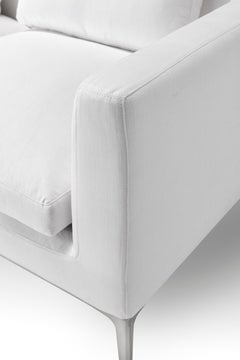 Amura 'Leonard' Chaise Lounge Sofa in White Fabric by Emanuel Gargano