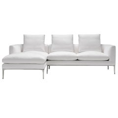 Amura 
Leonard
 Chaise Lounge Sofa in White Fabric by Emanuel Gargano