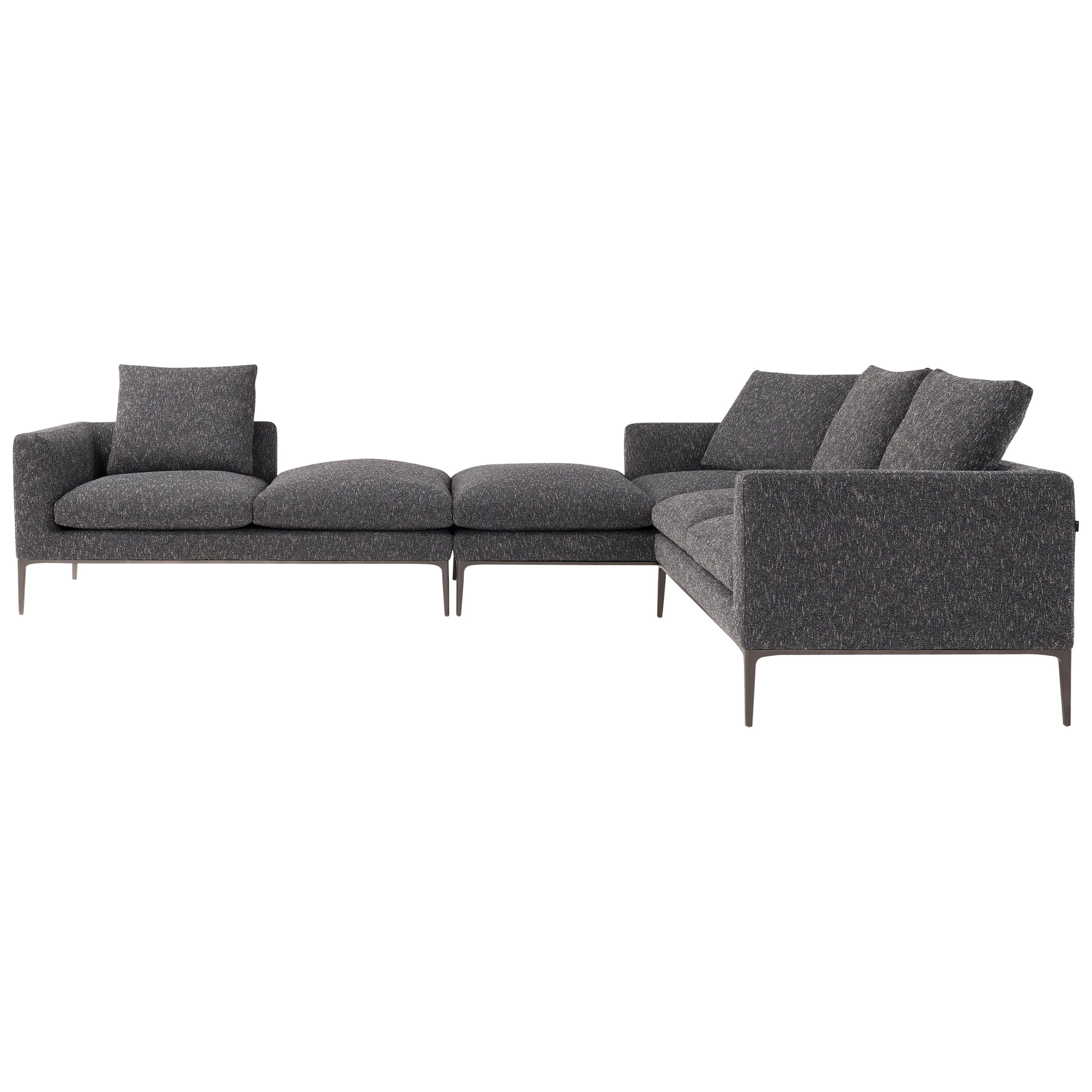 Amura 'Leonard' Composition Sofa in Charcoal Fabric by Emanuel Gargano For Sale