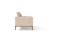 Amura 'Leonard' 2-Seat Sofa in Cream Leather and Wood Legs by Emanuel Gargano
