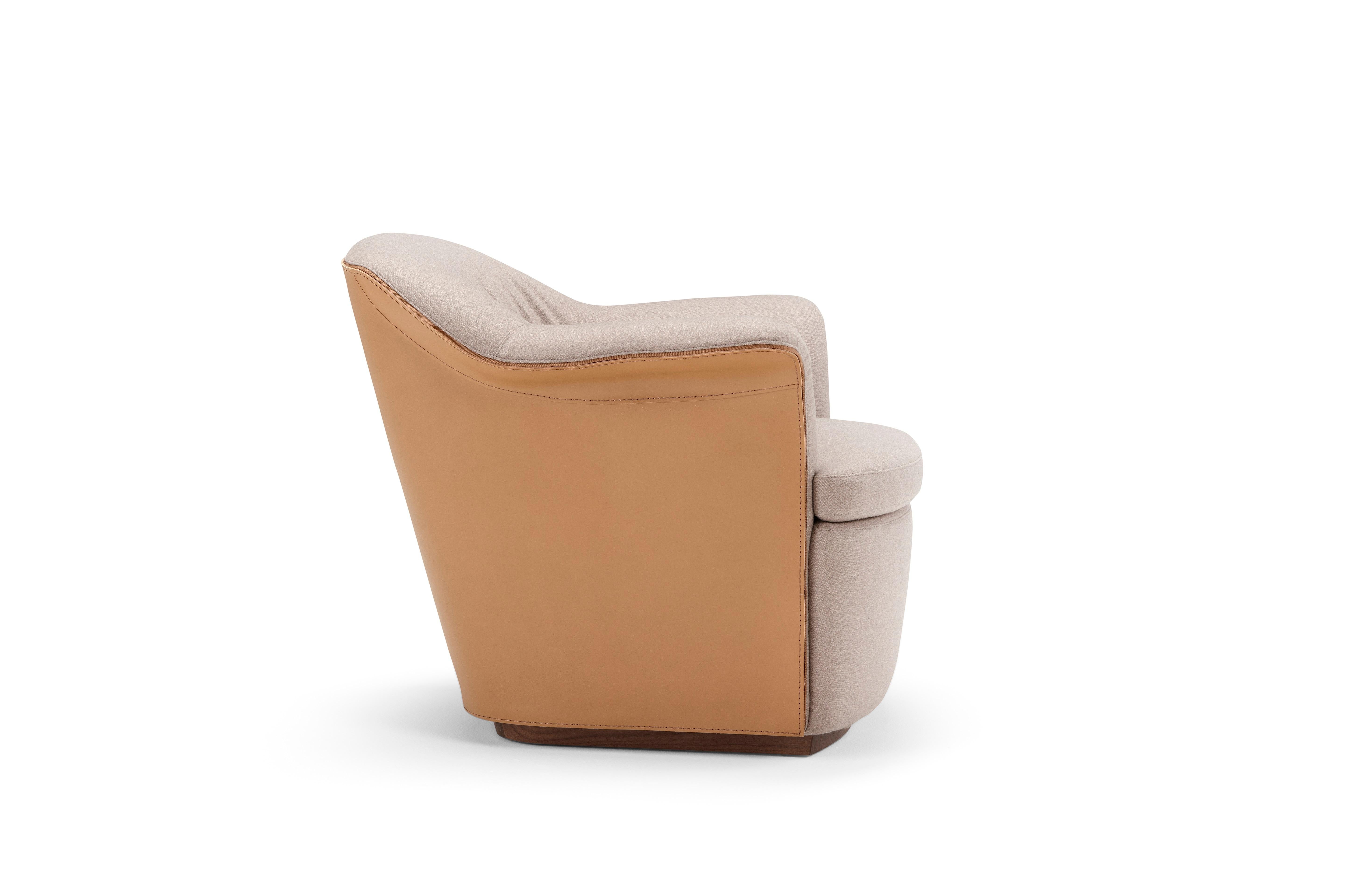 Modern Amura 'Mathilde' Armchair in Leather and Fabric by Emanuel Gargano For Sale