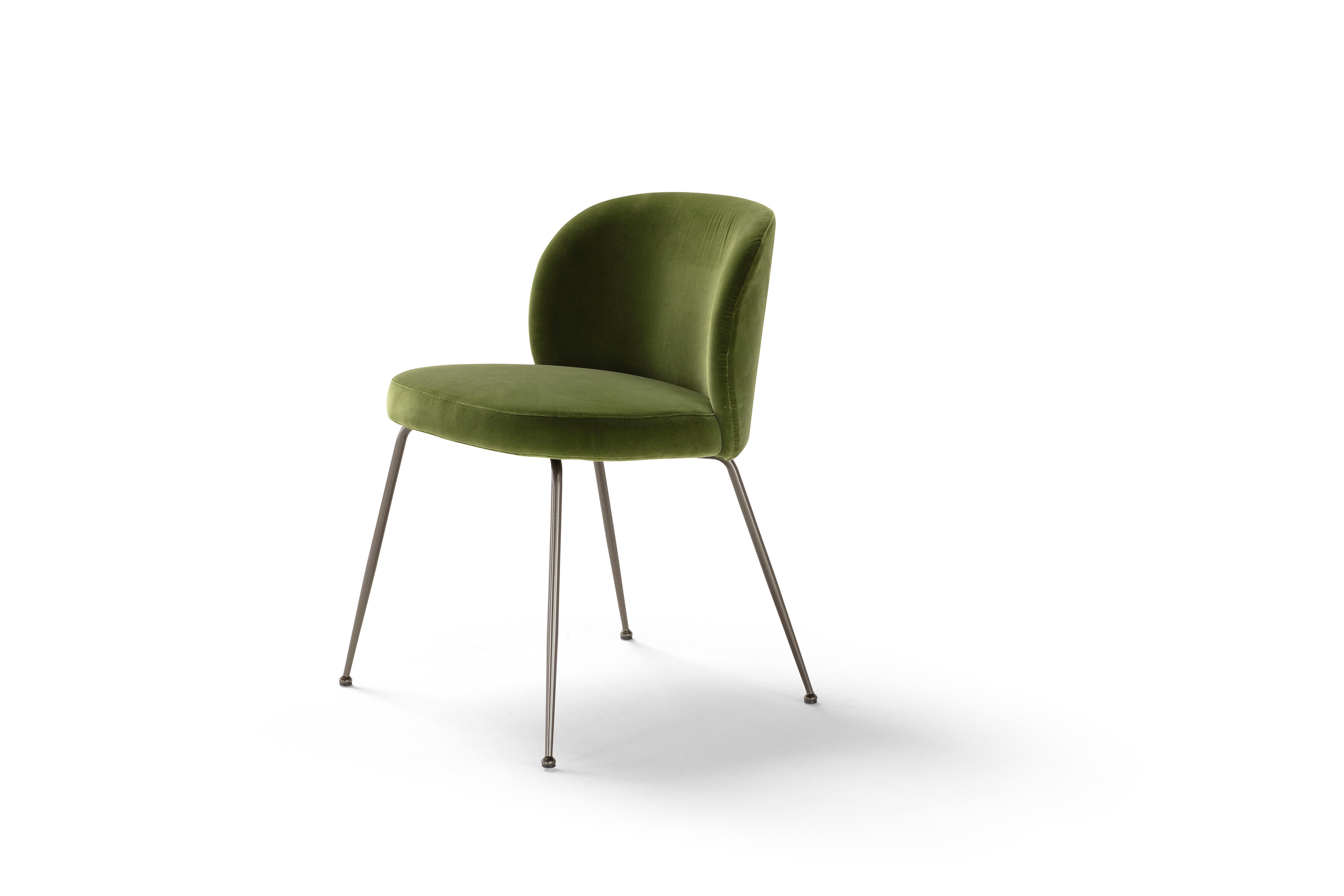 Italian Amura Monnalisa Dining Chair in Green Velvet and Gunmetal Base by Amuralab For Sale