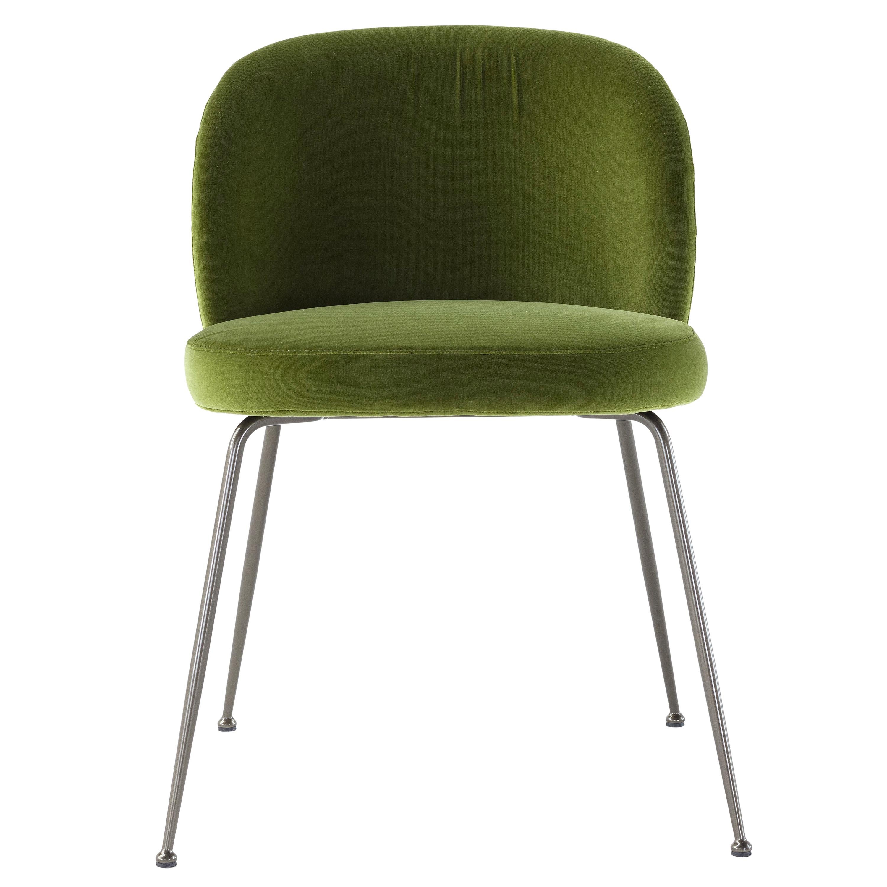 Amura Monnalisa Dining Chair in Green Velvet and Gunmetal Base by Amuralab For Sale