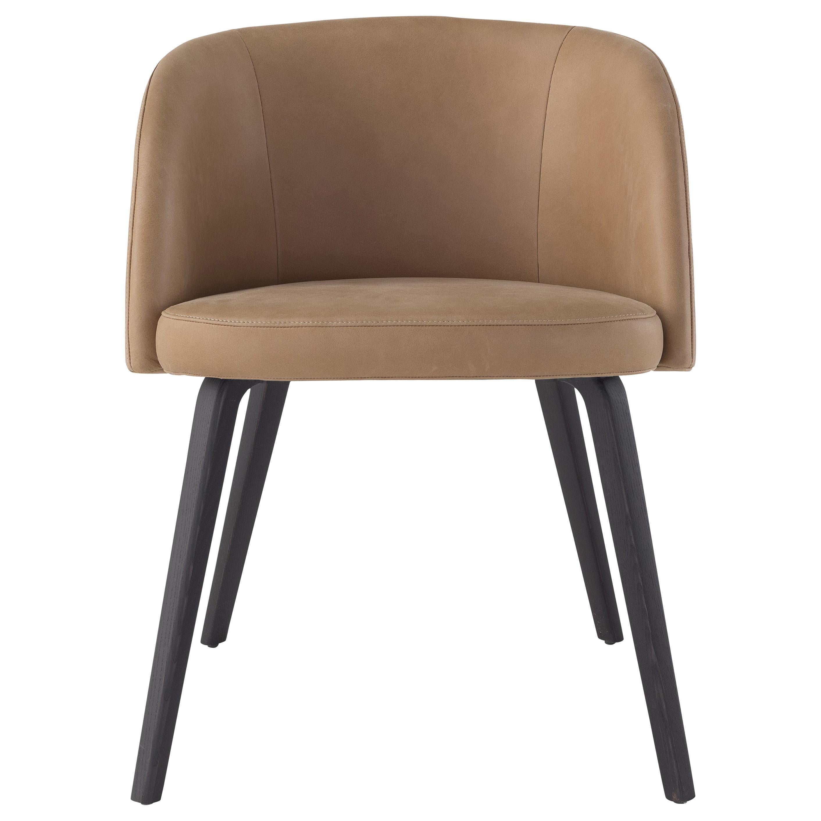 Amura Monnalisa Dining Chair in Leather and Dark Oak Base by Amuralab For Sale