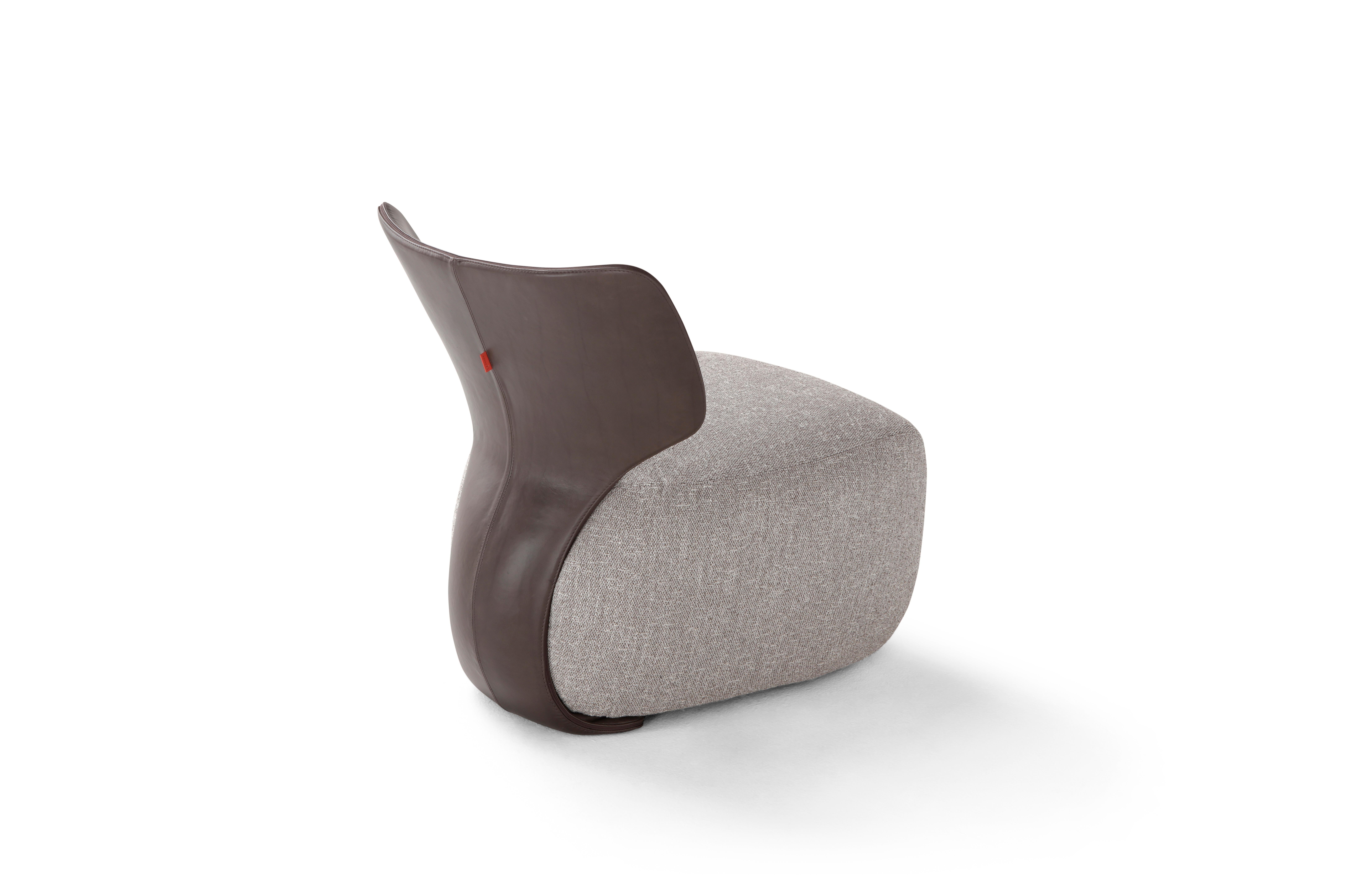 Modern Amura 'Noa' Chair in Leather and Grey Fabric by Amura Lab For Sale