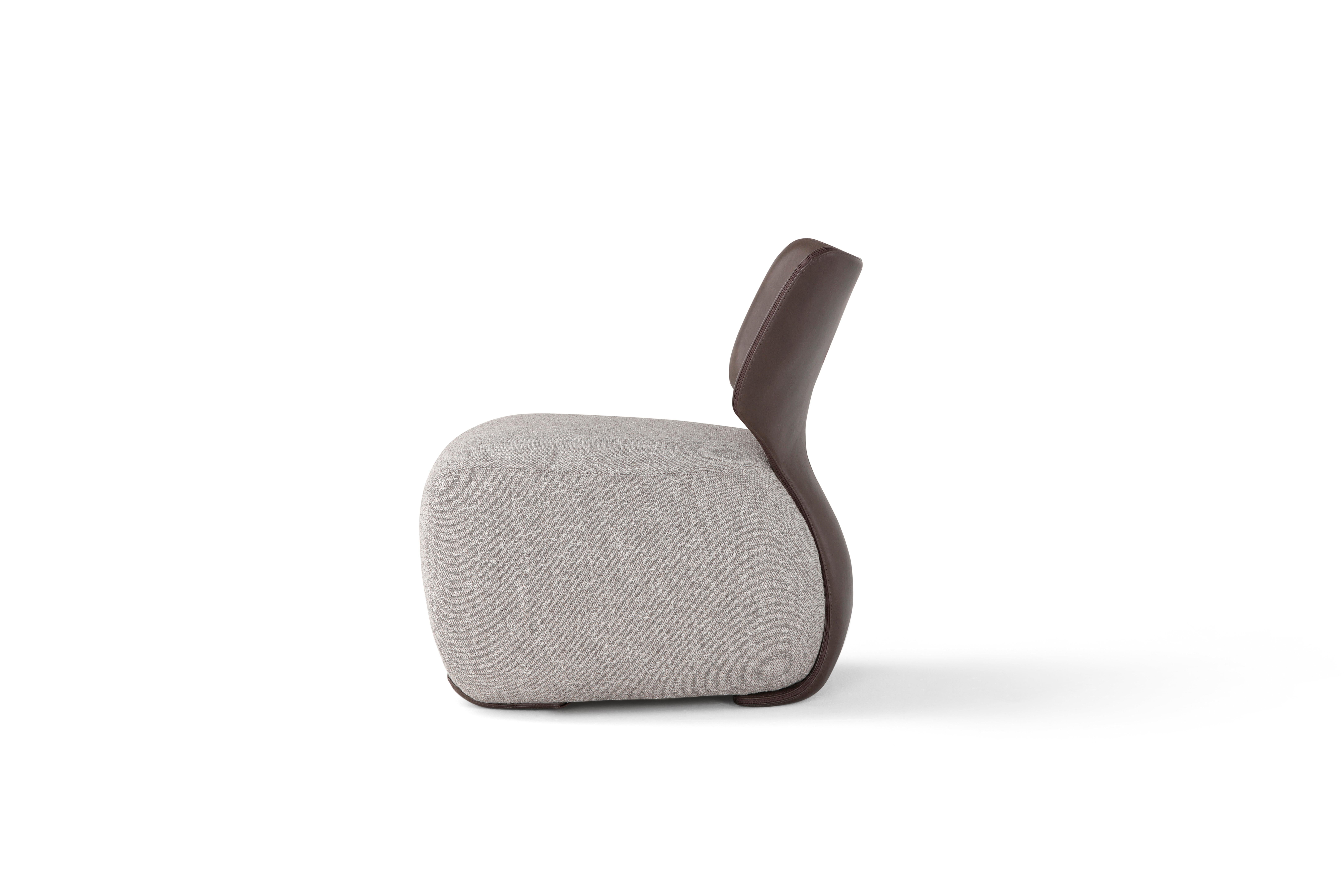 Hand-Crafted Amura 'Noa' Chair in Leather and Grey Fabric by Amura Lab For Sale