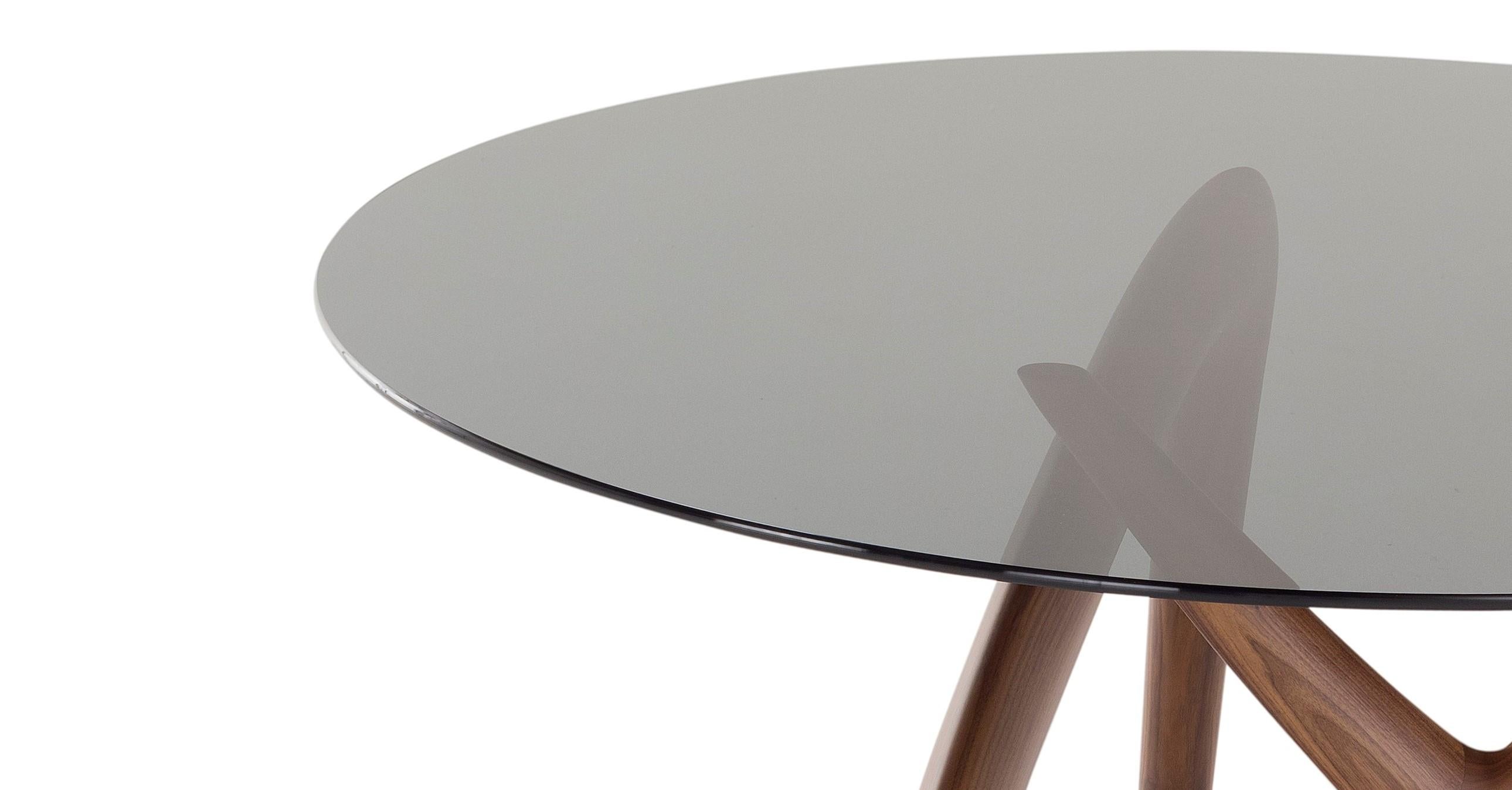 Italian Amura 'NX' Coffee Table in Glass and Wood Base by Stefano Bigi For Sale