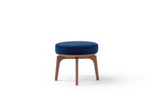 Amura 'Olga' Upholstered Ottoman in Velvet and Walnut Base by Amuralab