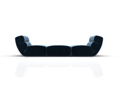 Amura 'Palmo' Composition Bench Sofa in Blue Fabric by Emanuel Gargano