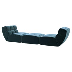 Amura 'Palmo' Composition Bench Sofa in Blue Fabric by Emanuel Gargano