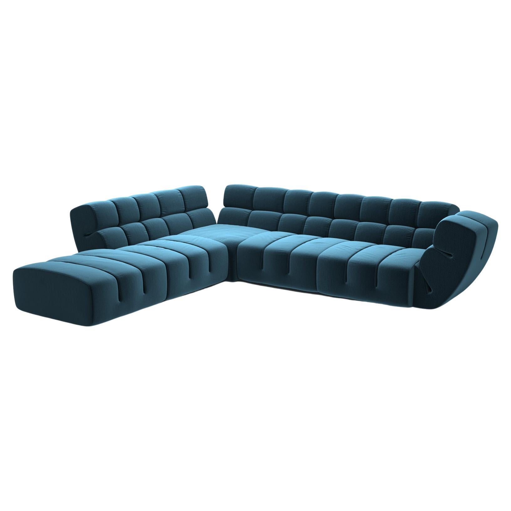 Amura 'Palmo' Composition Sofa in Blue Fabric by Emanuel Gargano For Sale