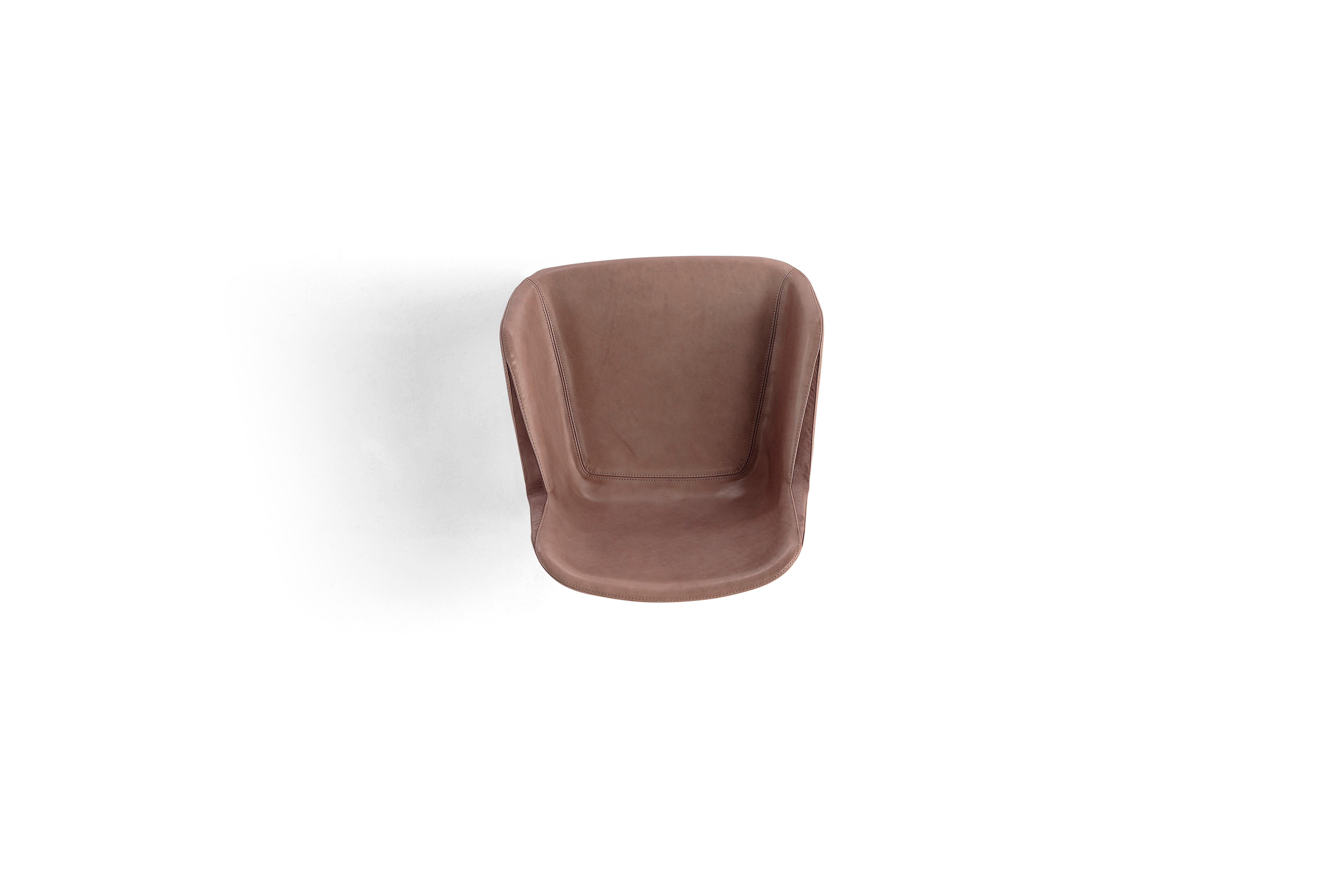Hand-Crafted Amura 'Panis' Armchair in Brown Leather by Emanuel Gargano & Anton Cristell For Sale
