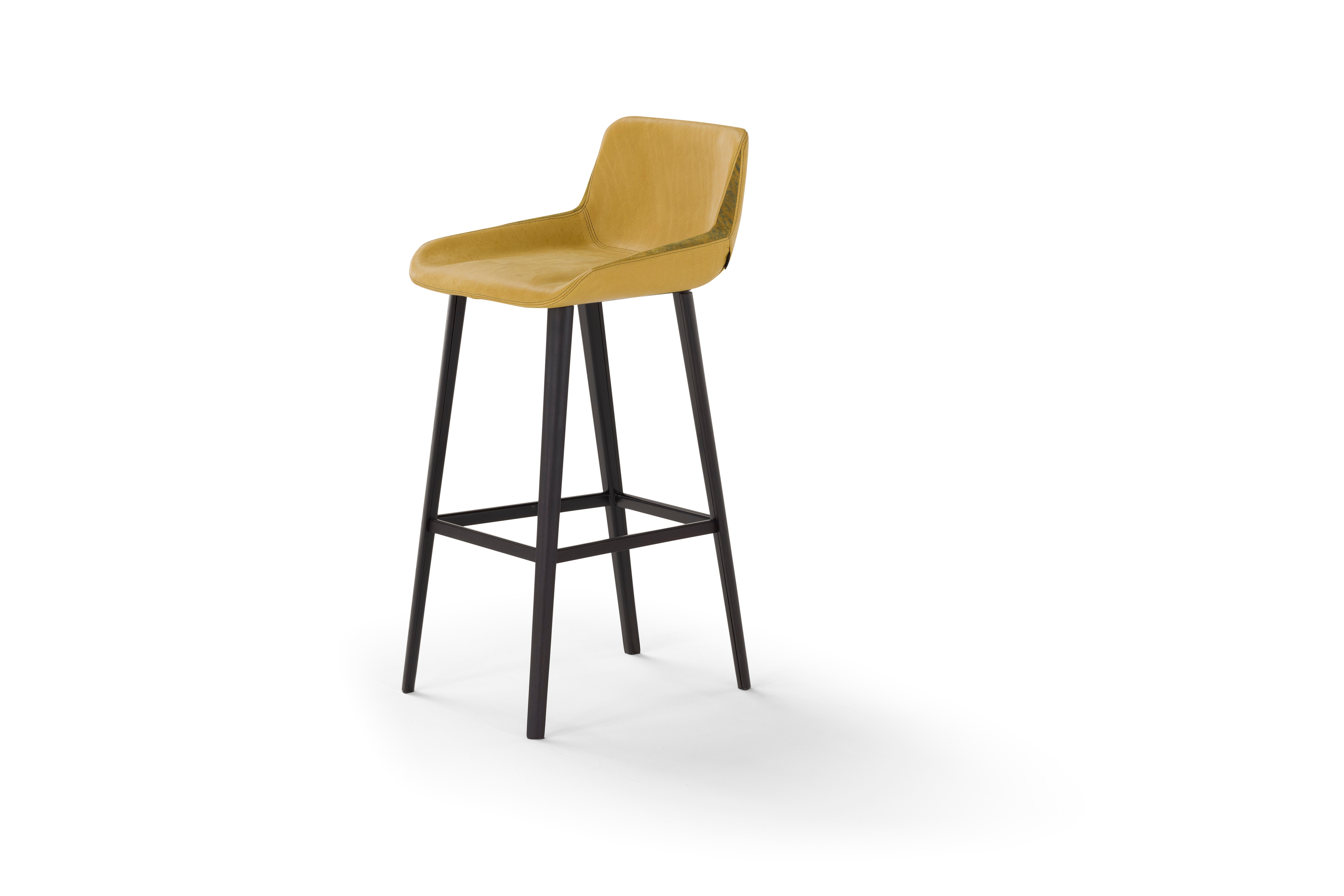 Amura 'Panis' Stool in Yellow Leather by Emanuel Gargano & Anton Cristell For Sale