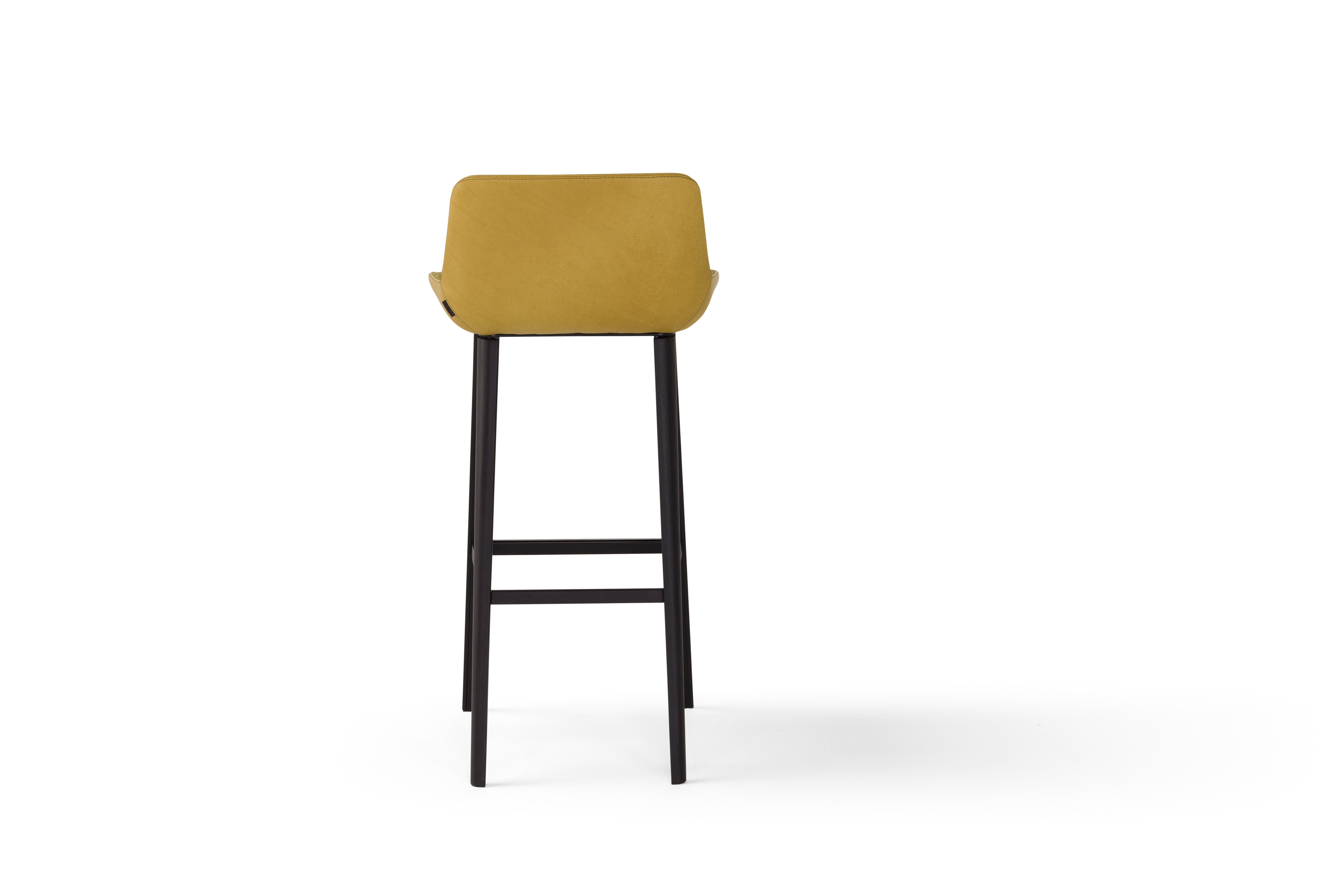 Modern Amura 'Panis' Stool in Yellow Leather by Emanuel Gargano & Anton Cristell For Sale