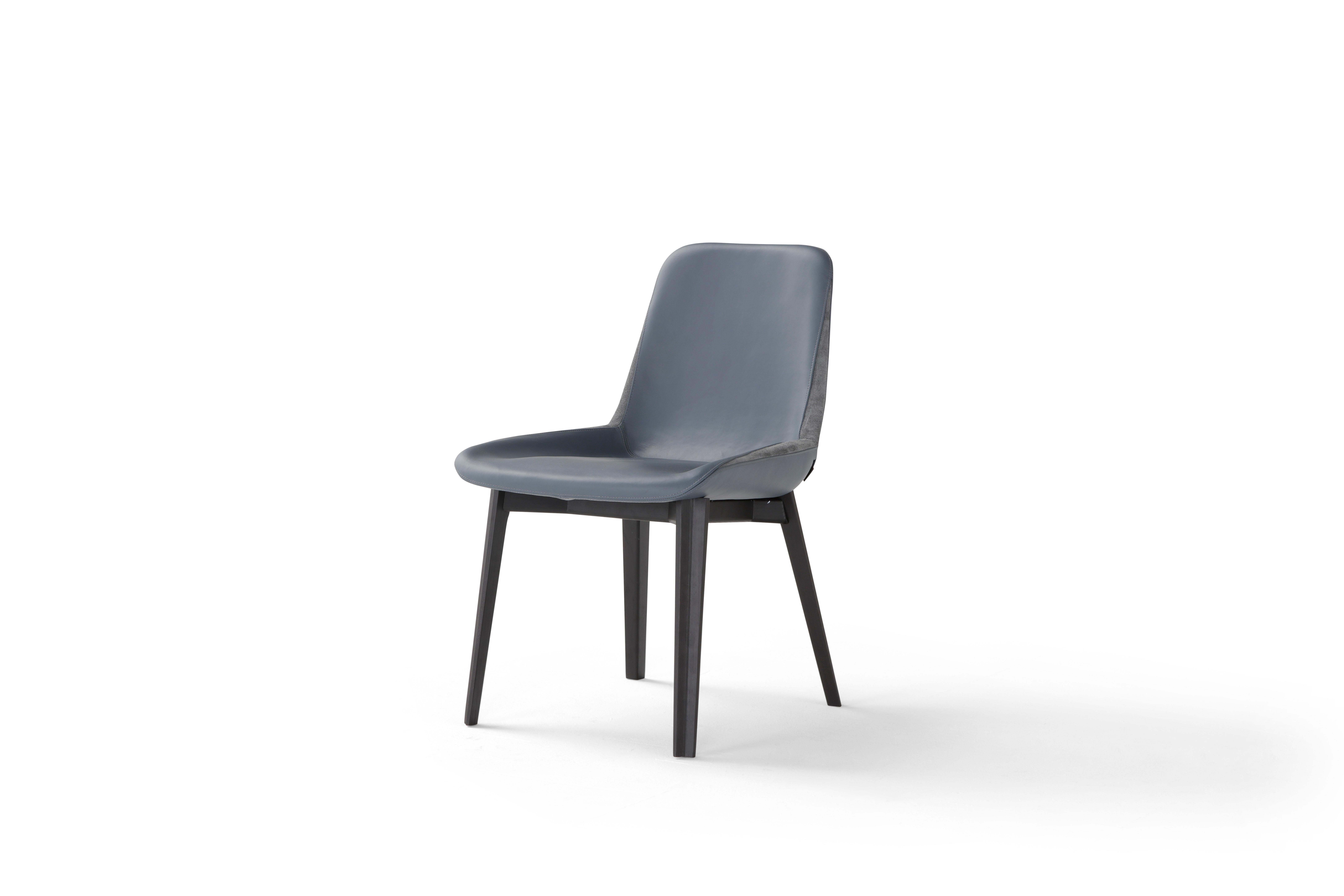 Amura 'Panis' Side Chair in Blue Leather by Emanuel Gargano & Anton Cristell For Sale