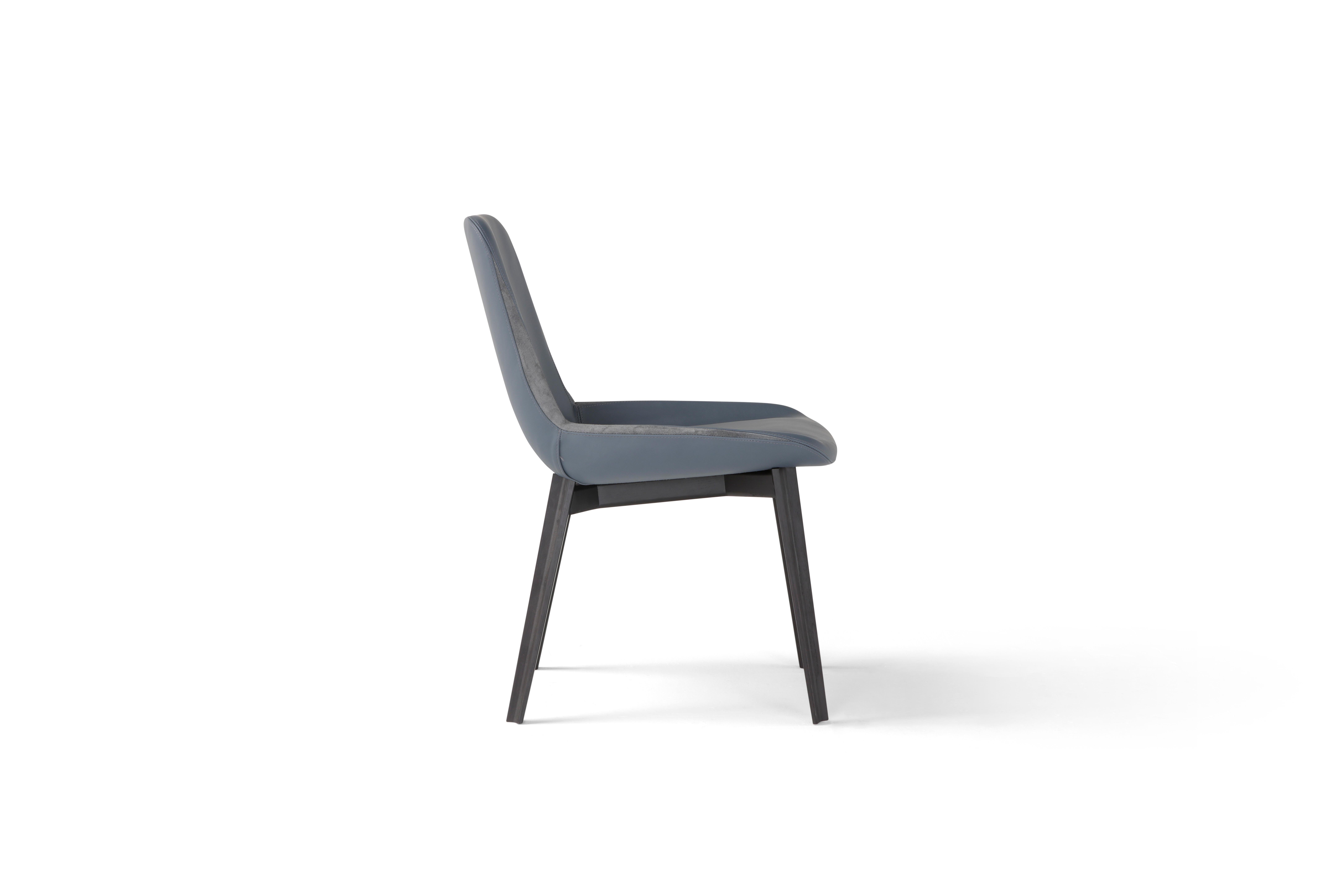 Modern Amura 'Panis' Side Chair in Blue Leather by Emanuel Gargano & Anton Cristell For Sale