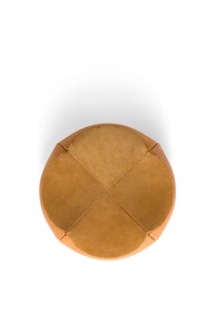 Amura 'Panis' Medium Pouf in Orange Leather by Emanuel Gargano & Anton Cristell