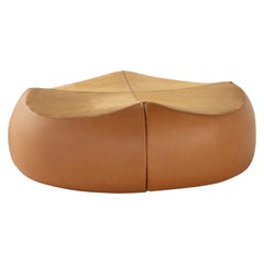 Amura 'Panis' Medium Pouf in Orange Leather by Emanuel Gargano & Anton Cristell