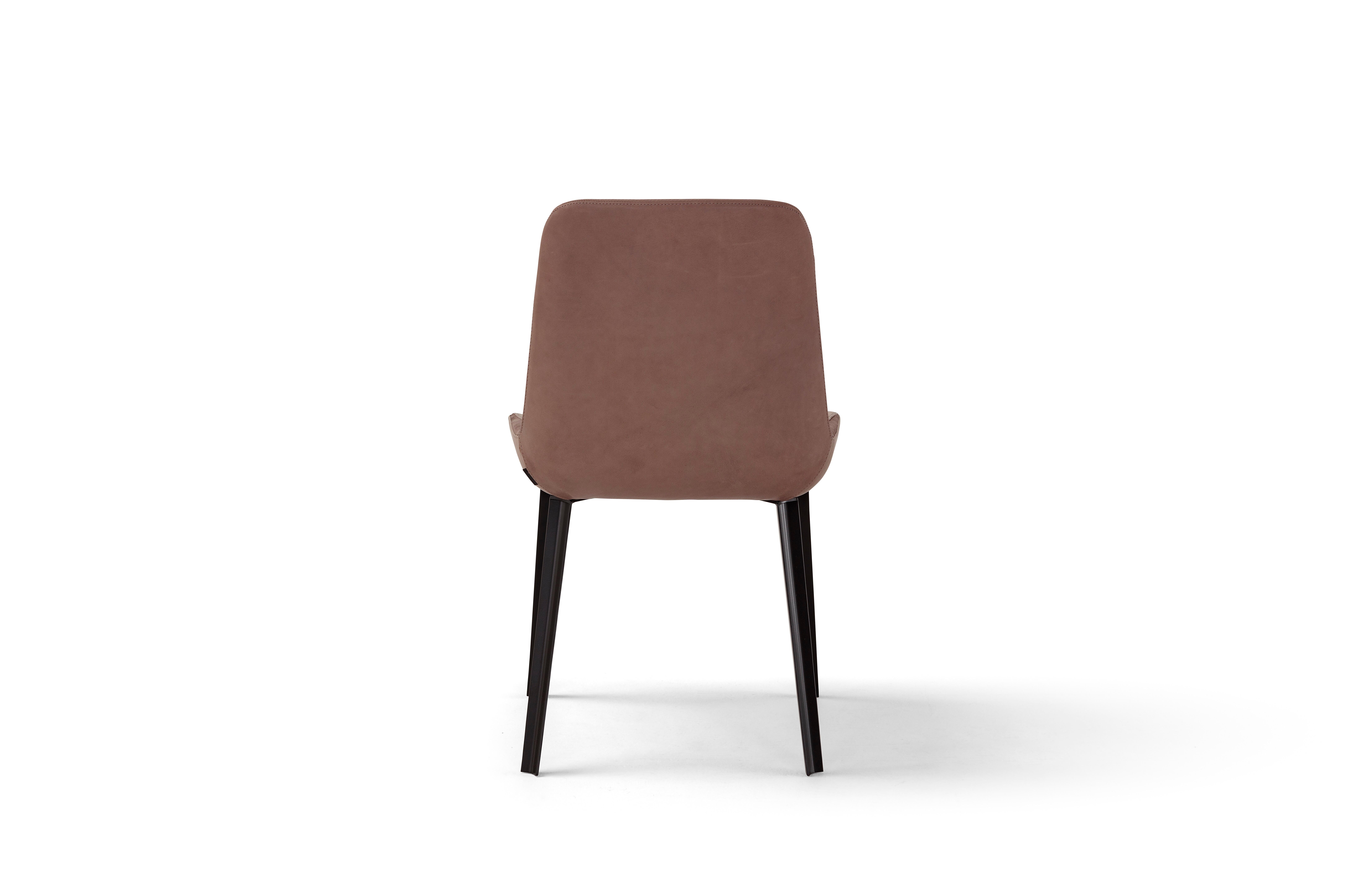 Modern Amura 'Panis' Side Chair in Brown Leather by Emanuel Gargano & Anton Cristell For Sale