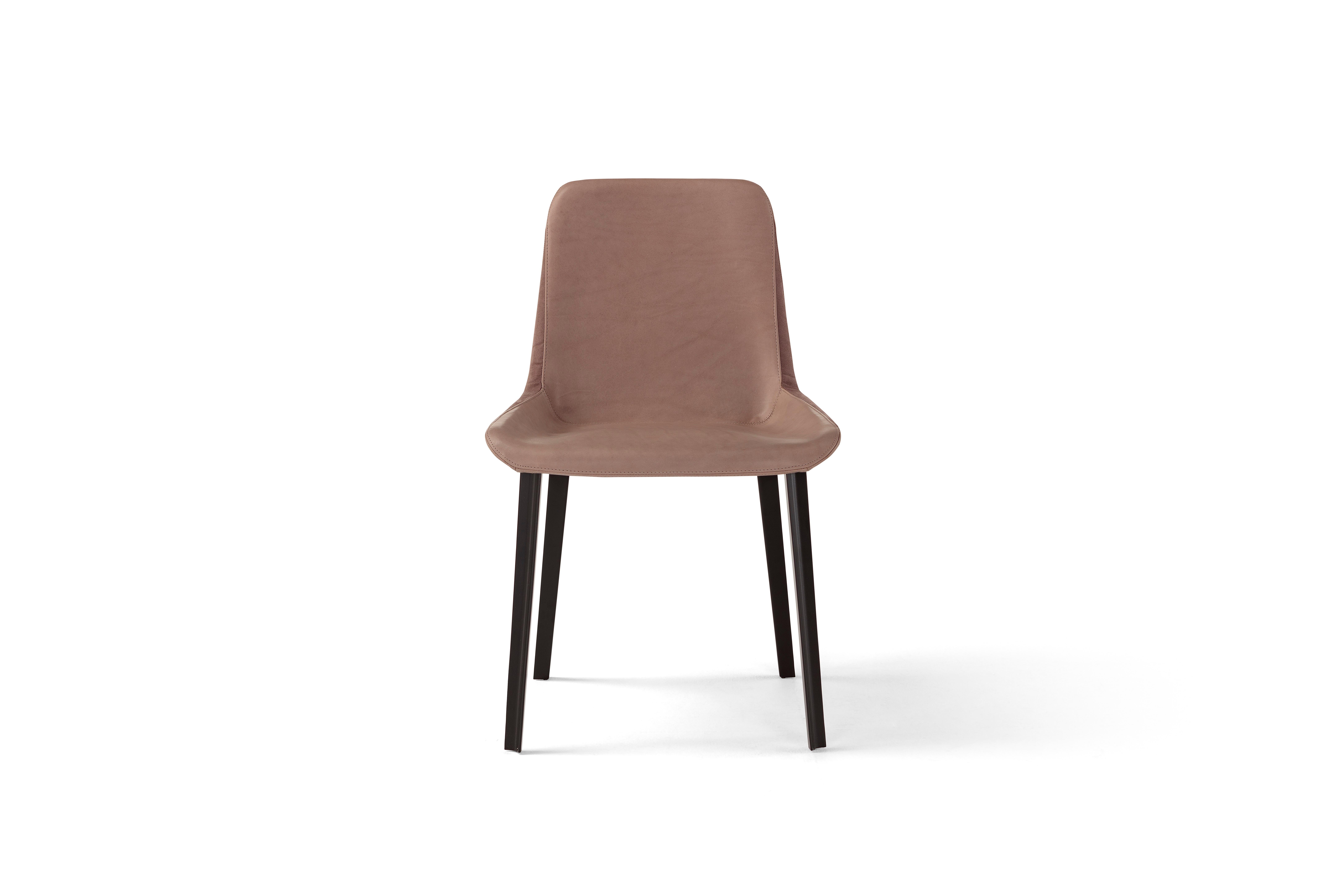 Amura 'Panis' Side Chair in Brown Leather by Emanuel Gargano & Anton Cristell In New Condition For Sale In GRUMO APPULA (BA), IT