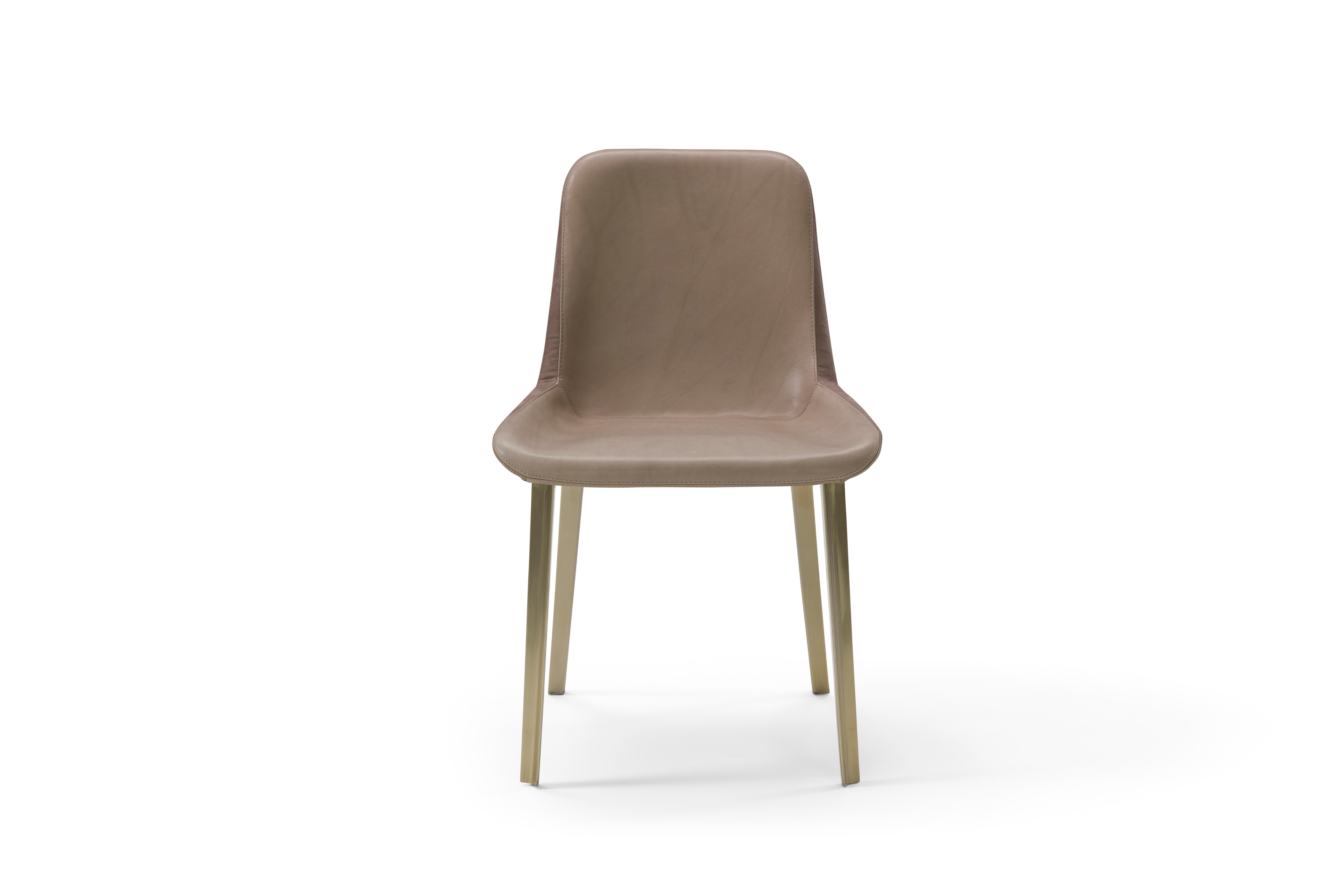 Italian Amura 'Panis' Side Chair in Leather and Metal, Emanuel Gargano & Anton Cristell For Sale